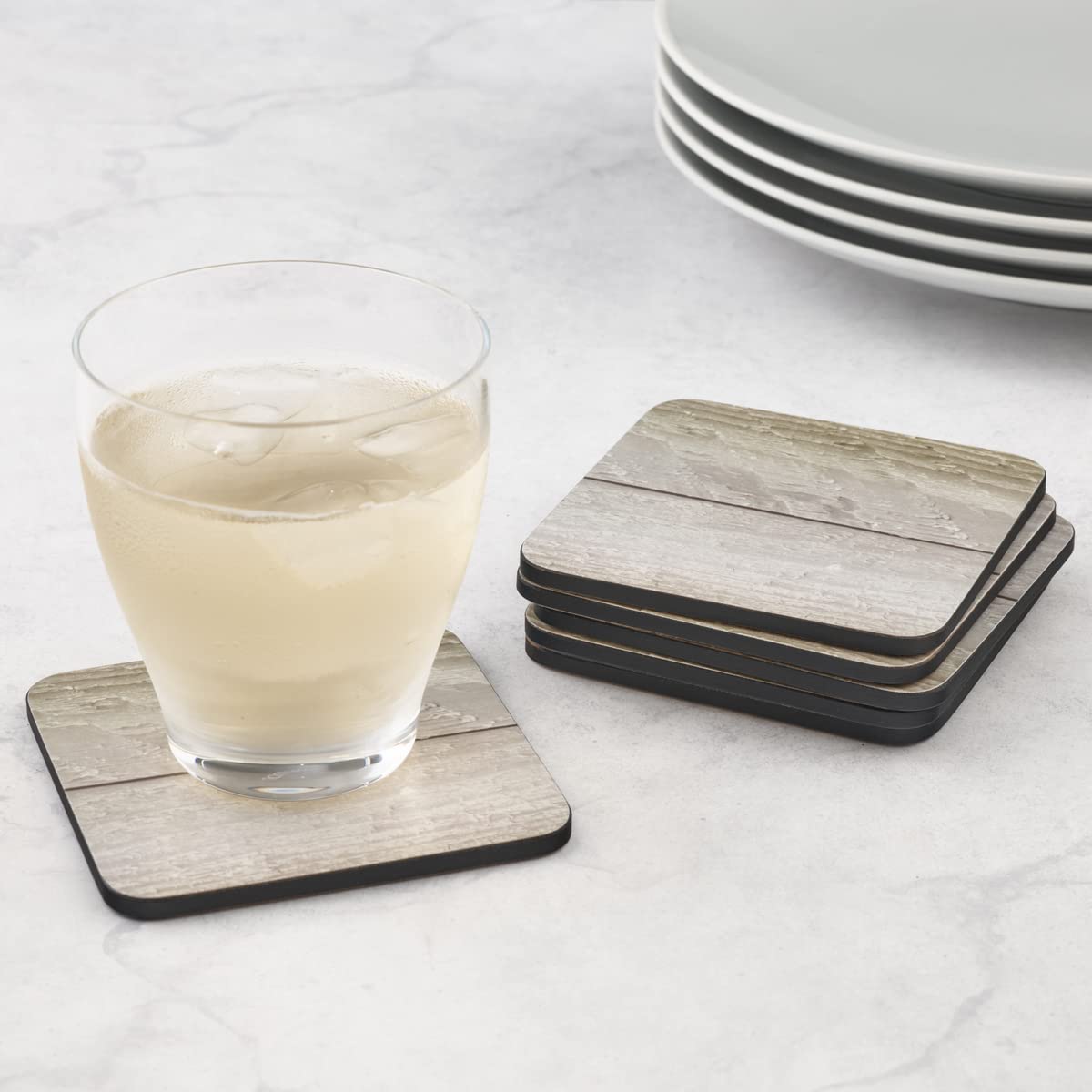 Pimpernel Driftwood Collection Coasters | Set Of 6 | Cork Backed Board | Heat And Stain Resistant | Drinks Coaster For Tabletop