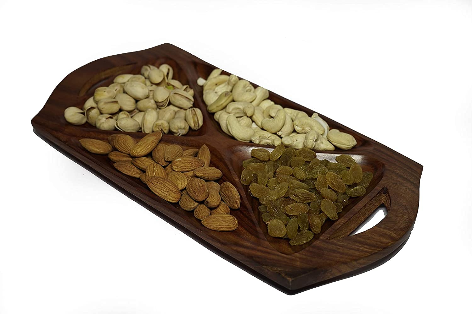 Homenrich Wooden Dry Fruit Tray | Serving Tray | Multipurpose Tray | Tray Decoration | Tray For Storage | Tray For Snacks | Grea