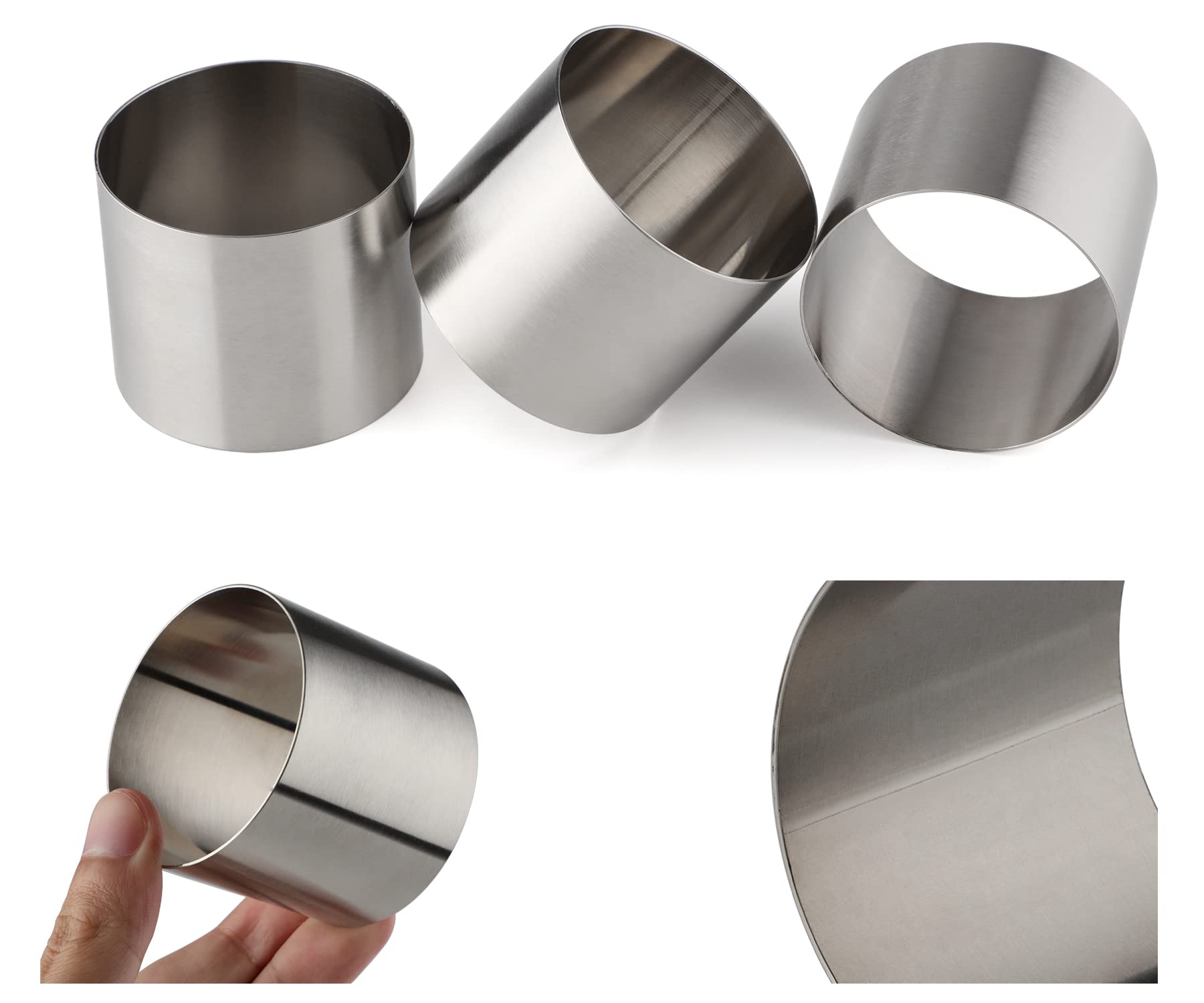 Cake Rings 6 Packs Stainless Steel Nonstick Tart Ring Round Ring Molds Mousse Dessert Rings Tart Molds For Baking (6 X 7.5Cm)