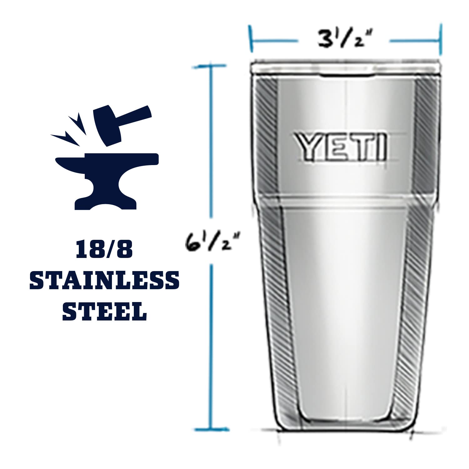 Yeti Rambler Stackable Pint, Vacuum Insulated, Stainless Steel With Magslider Lid, Navy