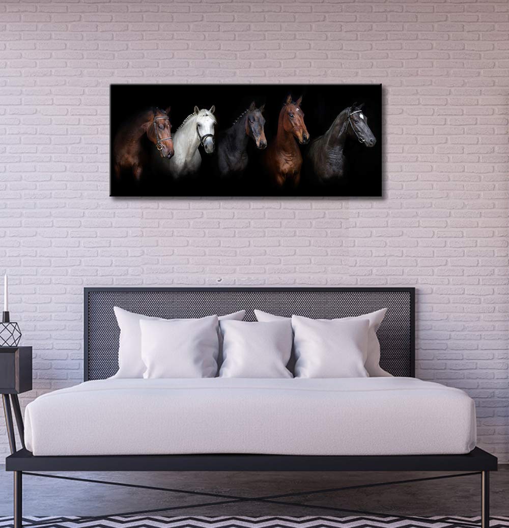 Large Animal Canvas Wall Art Black And White Horse Picture Prints Inspirational Horses Wall Decor Living Room Modern Artwork Hom