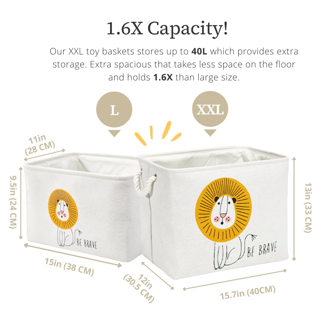 DECOMOMO Toy Storage Baskets for Shelves - 42L Kids Storage Bin for Nursery D  cor, Baby, Laundry, Toys (Animal Safari, XXL - 3