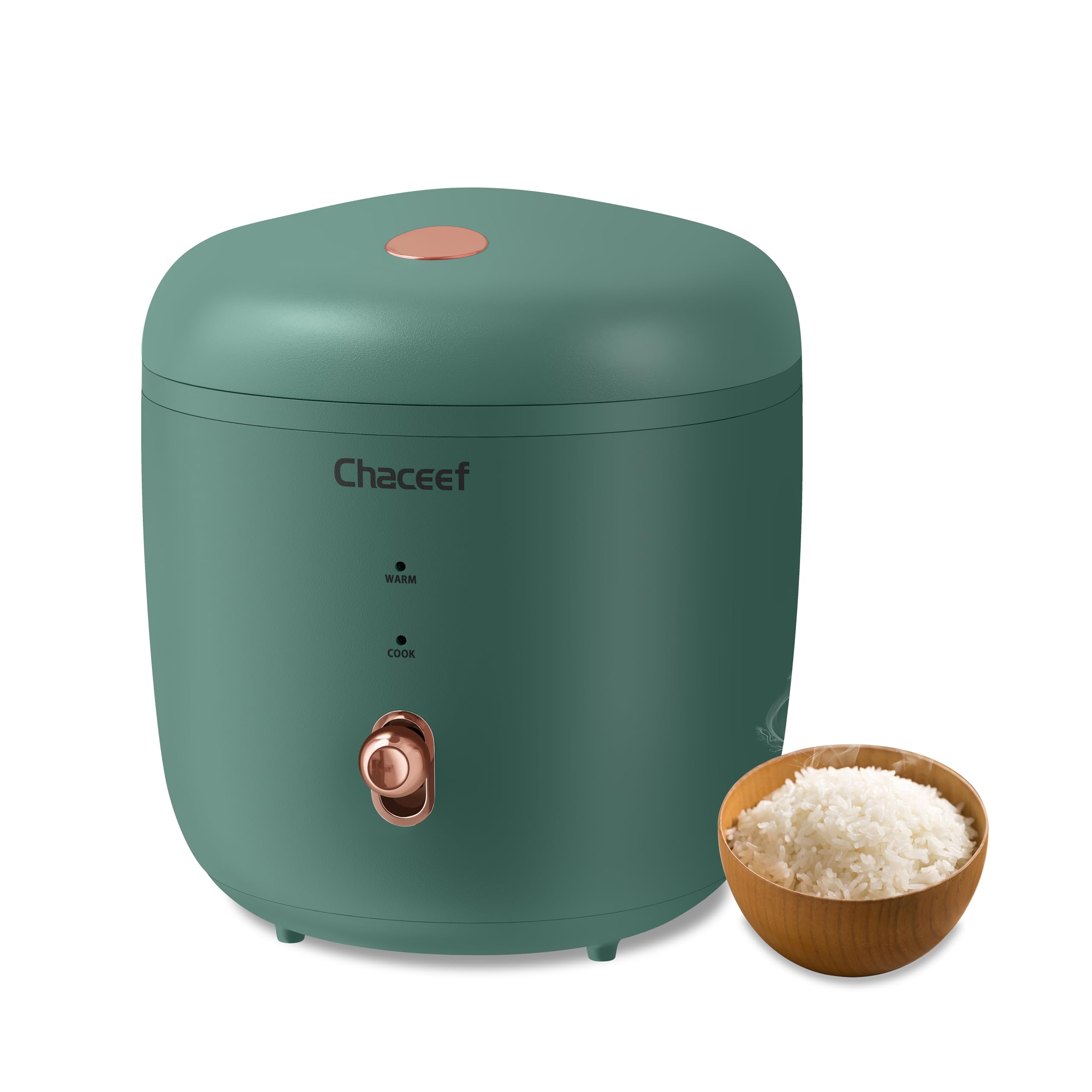 CHACEEF Mini Rice Cooker 2-Cups Uncooked  1.2L Small Rice Cooker with Non-stick Pot  Mini Rice Maker with One Touch & Keep Warm Function  Food Steamer  Green