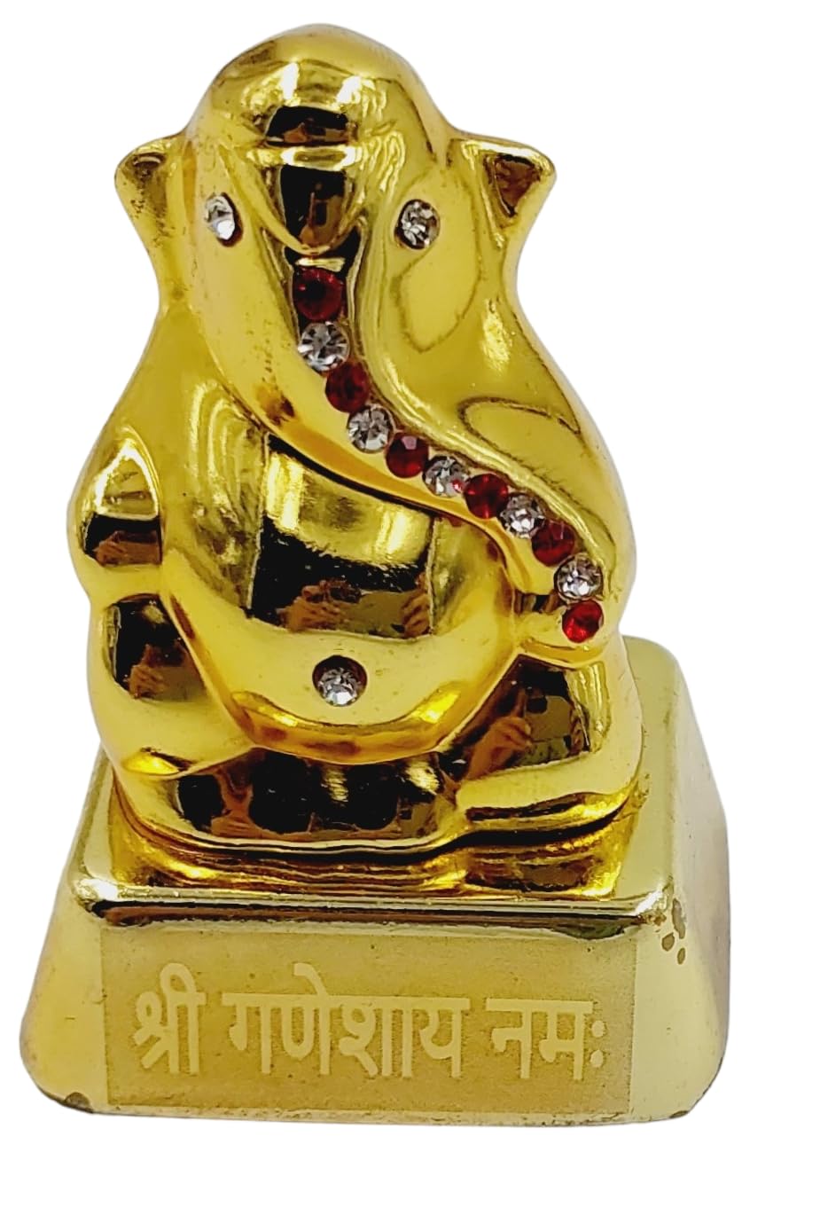 Artiskriti Ganpati Idol For Car Dashboard Decor, Temple Decoration, Golden, 4.5 Cm