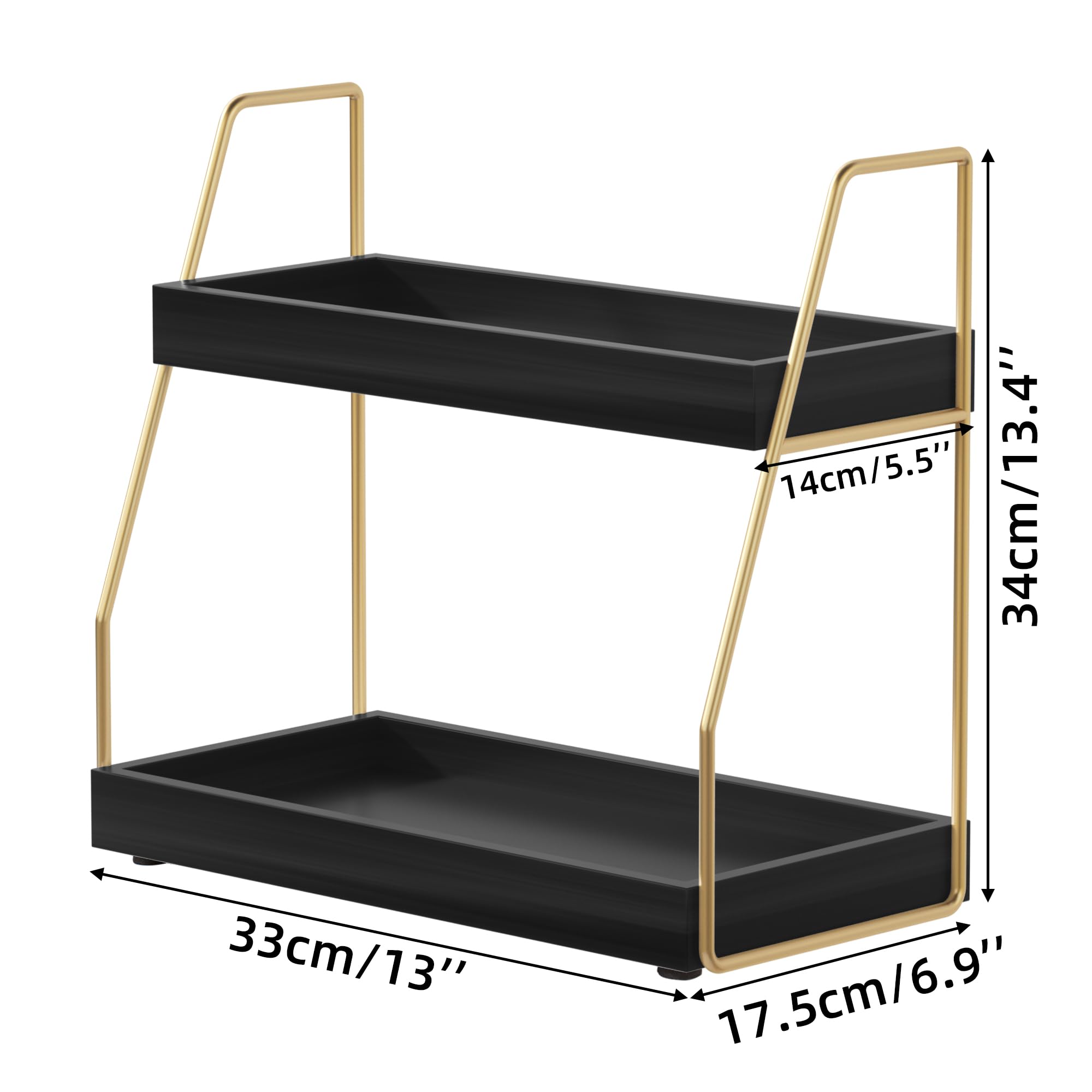 Zgo 2-Tier Bathroom Counter Organizer, Wood Bathroom Organizer Countertop Vanity Organizer Bathroom Tray, Kitchen Countertop Org