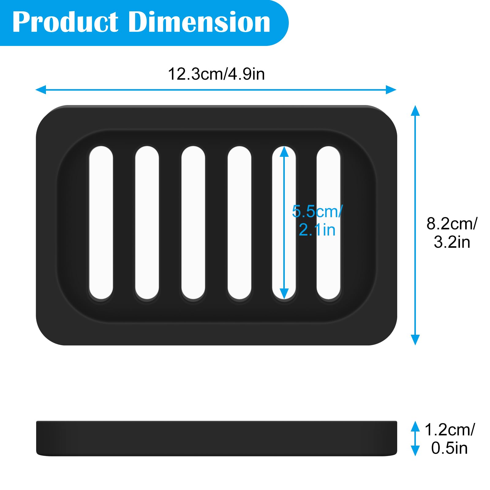 Topsky 2Pcs Soap Dish Holder, Non-Slip Bathroom Accessories Silicone Soap Case Saver, Sink Deck Bathtub Shower Dish Soap Drainer