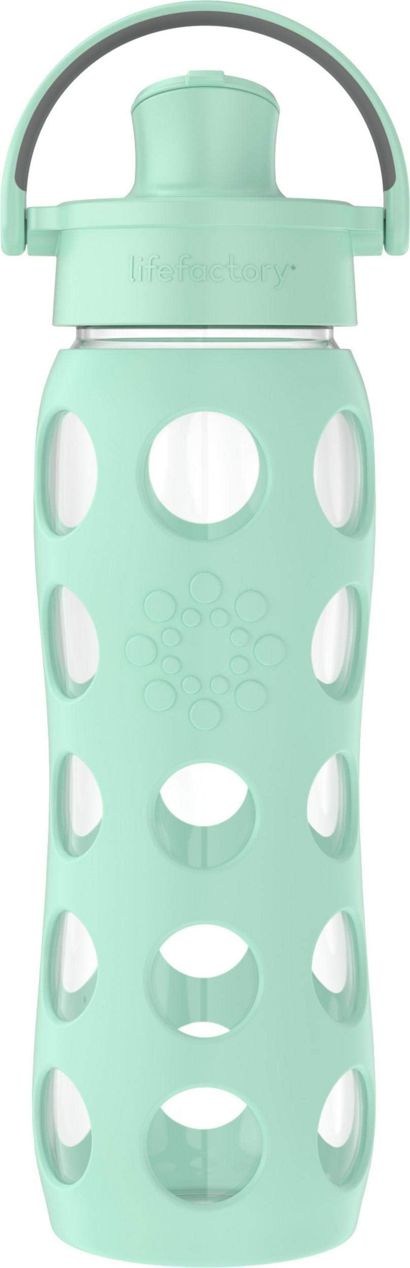 Lifefactory 22-Ounce Glass Water Bottle With Active Flip Cap And Protective Silicone Sleeve, Mint