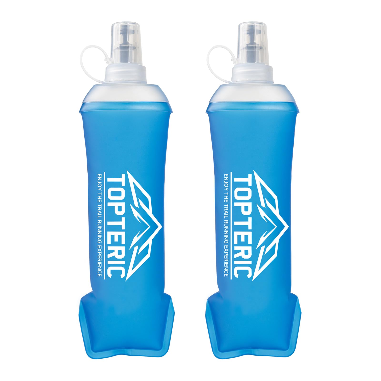 TOPTERIC Collapsible Soft Flask Water Bottle, TPU Soft Folding Flexible Water Bottles for Hydration Pack/Running Vest, BPA/PVC F
