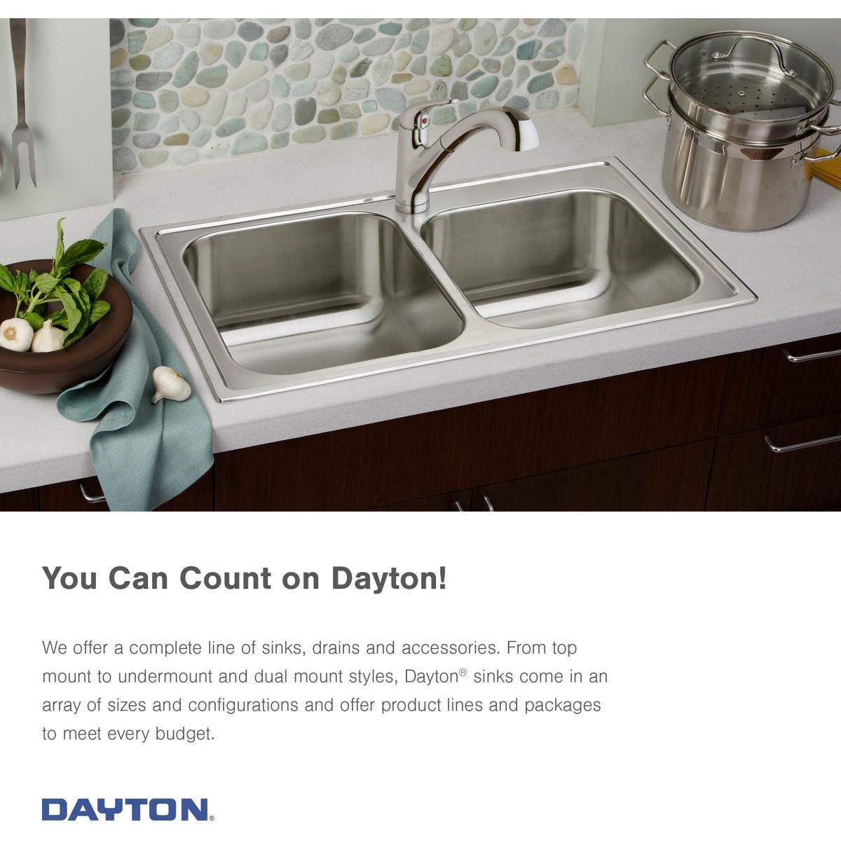Elkay Dayton Stainless Steel 25'' x 22'' x 8-1/16''  Single Bowl Drop-in Sink