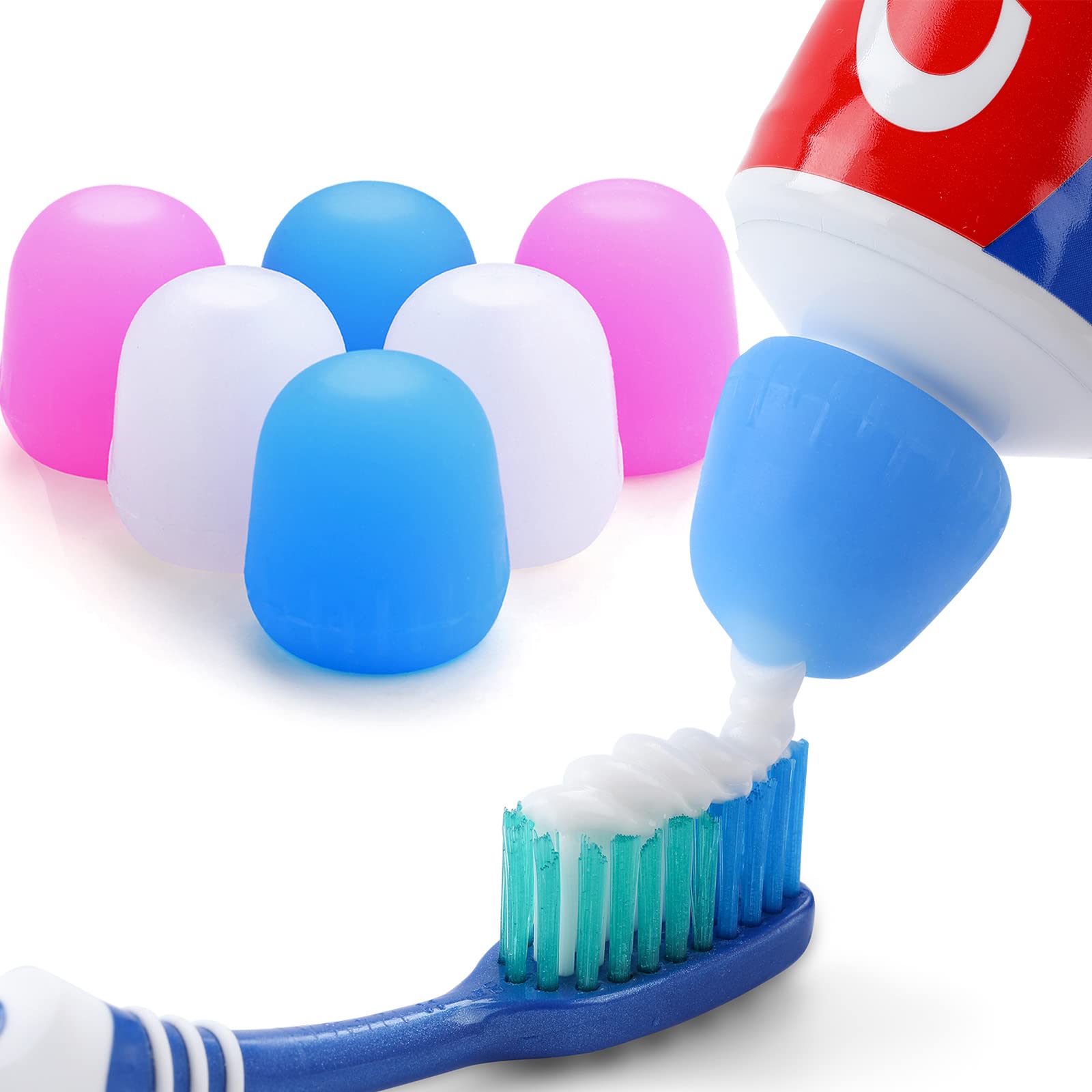 6 Pack Silcone Toothpaste Cap, Tnvee Reusable Self Closing Toothpaste Squeezer Dispenser With Organizer Box For Kids And Adults