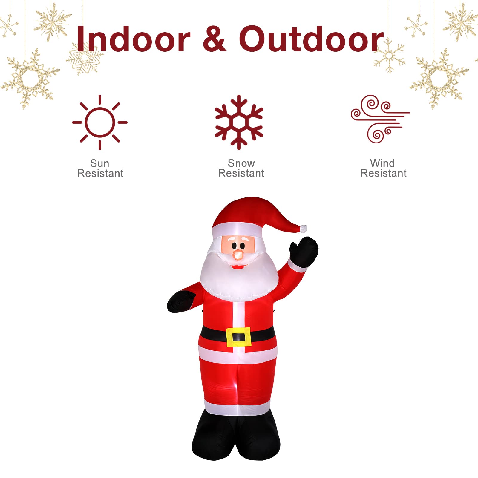 Outvita 8 FT Christmas Decorations Santa Inflatables, Outdoor Christmas Santa Claus Shaking Hand Blow Up Yard Decor with Built-i