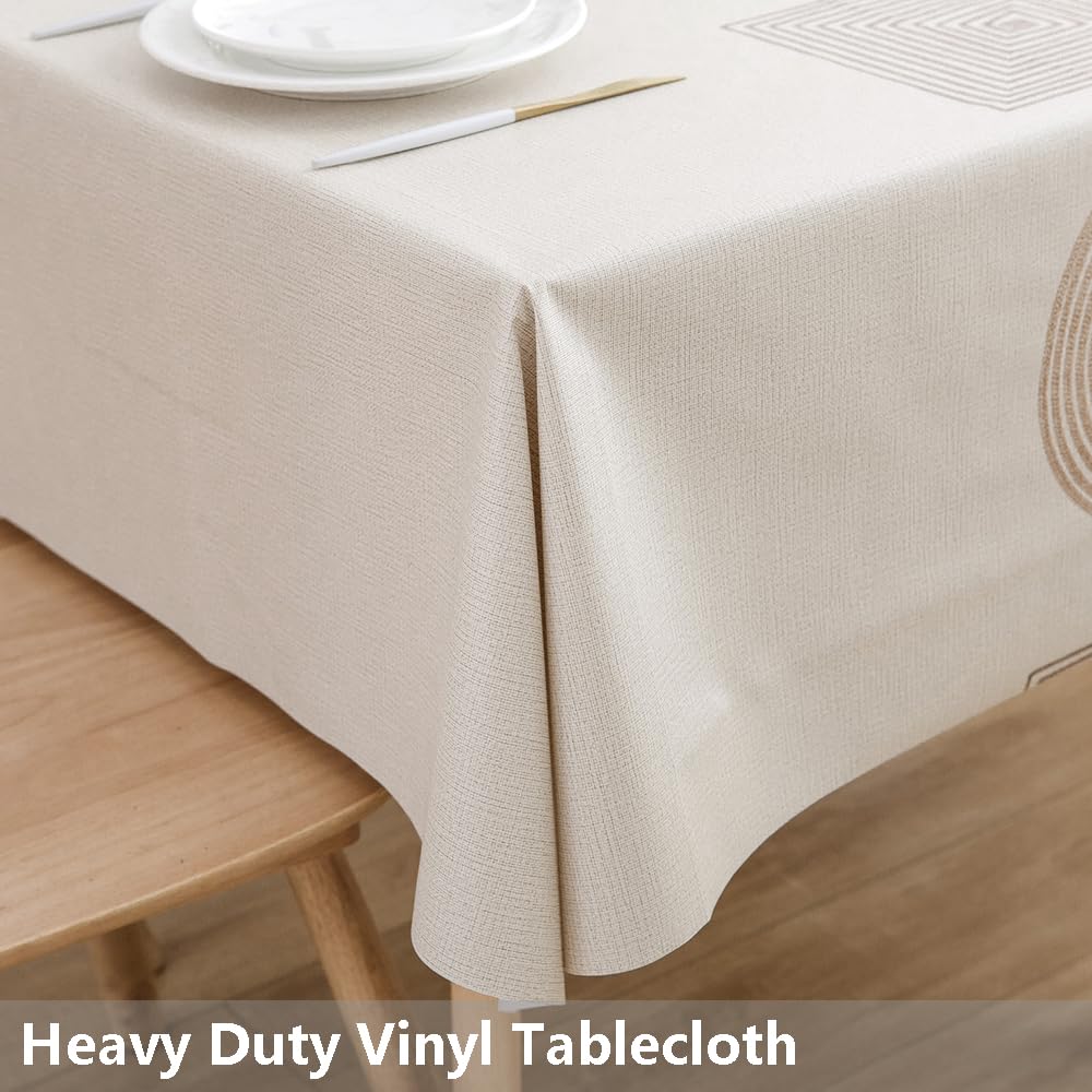 Trudelve Heavy Duty Vinyl Table Cloth For Kitchen Dining Table Wipeable Pvc Tablecloth For Rectangle Table(54X78,Geometry)