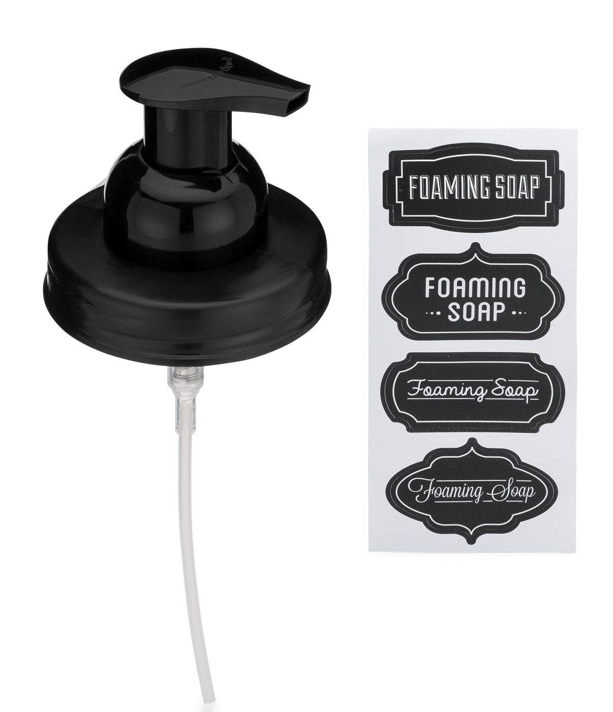 Jarmazing Products Mason Jar Foaming Soap Dispenser Lids - Includes Waterproof Stickers! Black - 1 Pack