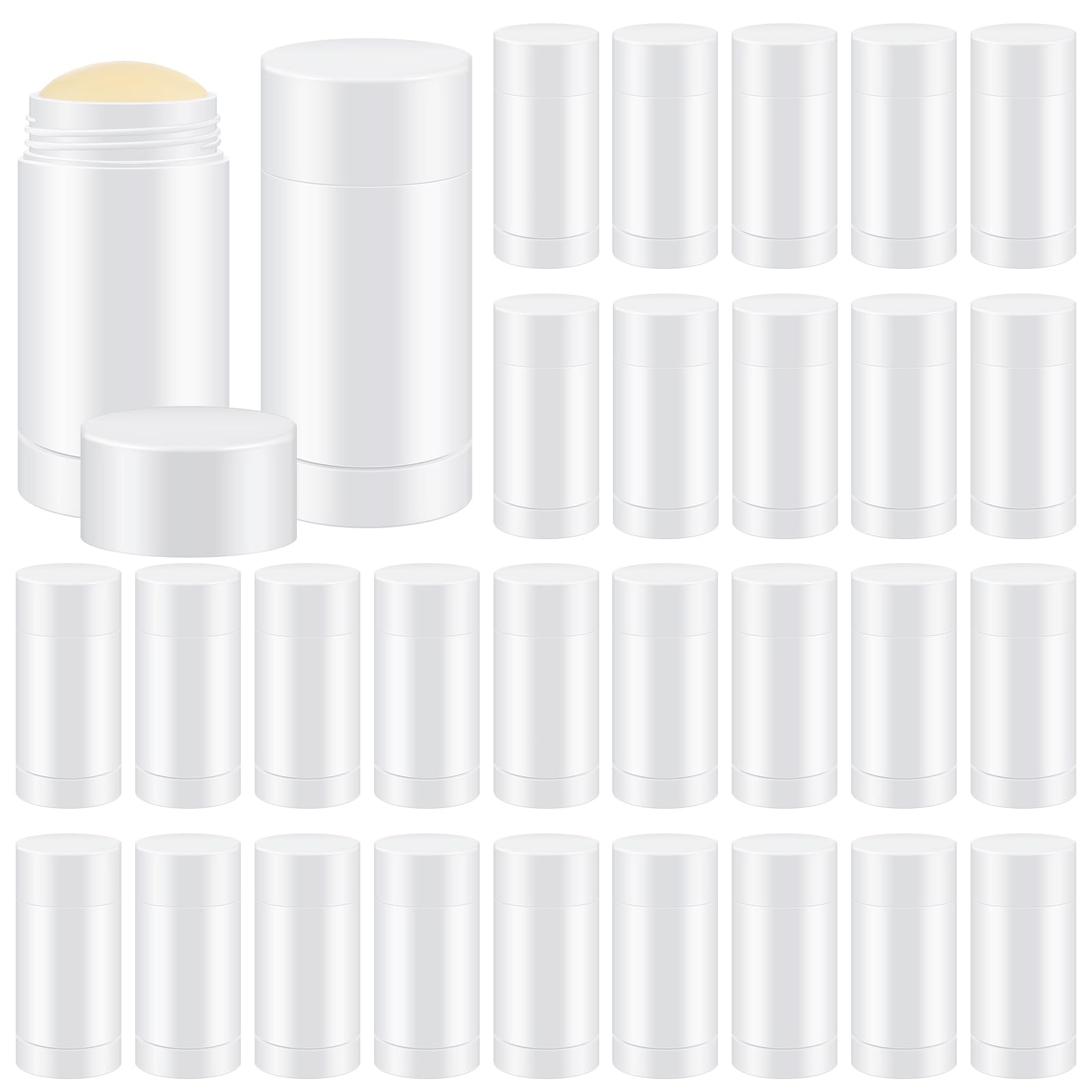 Teenyyou 30 Pcs Empty Deodorant Containers Twist Up Filling Stick Plastic Deodorant Container Refillable Bottles Bottomfill Roun