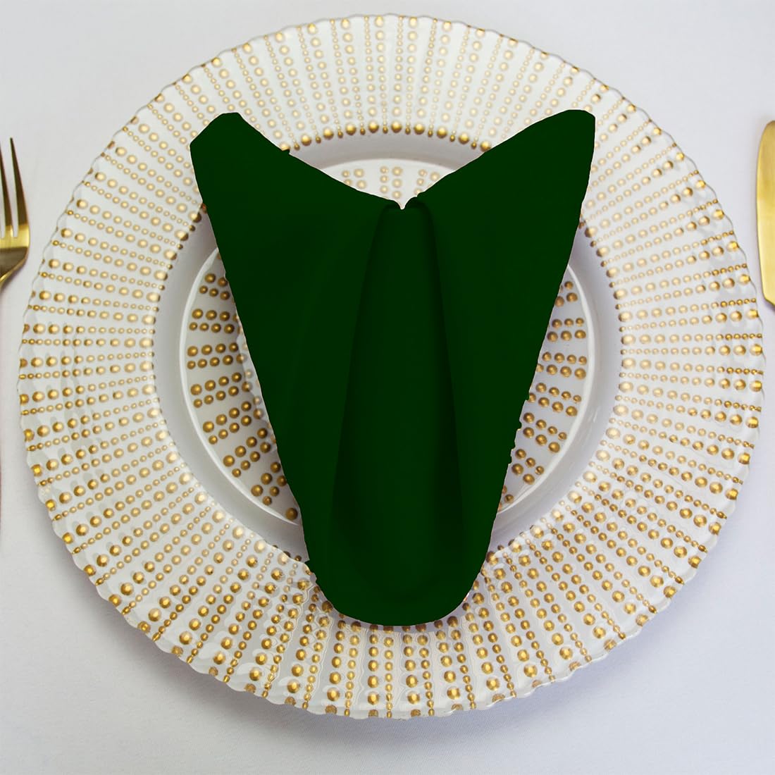 Ltc Linens Hunter Green Cloth Napkins Set Of 12-20X20 Inch Dinner Napkins Washable Polyester Fabric Cloth For Hotel, Restaurant,