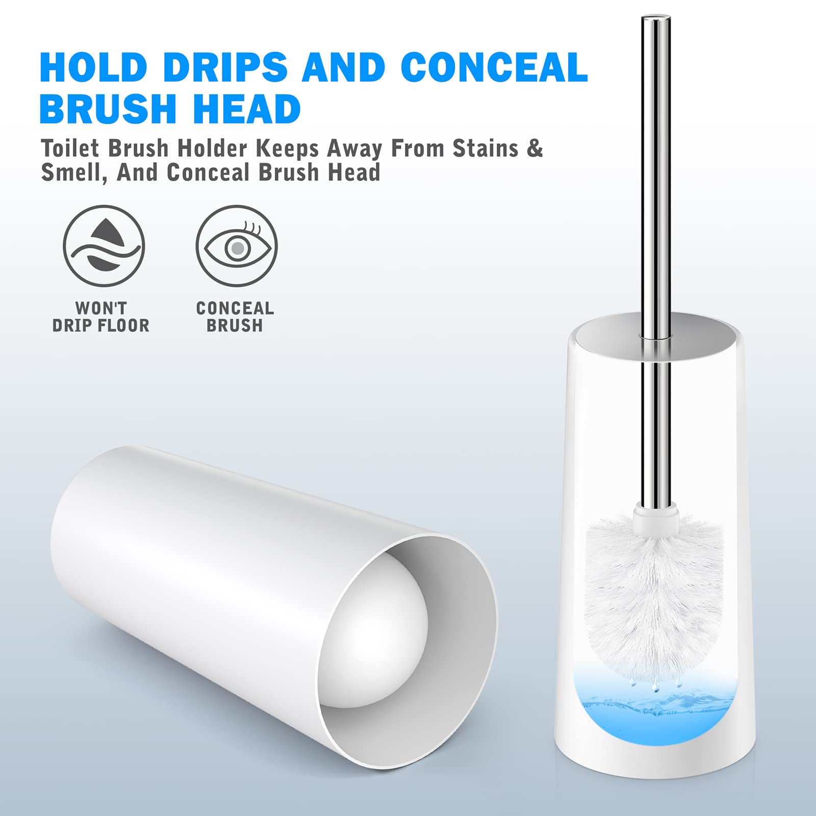 Ixo Toilet Brush And Holder, Toilet Brush With 304 Stainless Steel Long Handle, Toilet Bowl Brush For Bathroom Toilet-Elegant-Cl