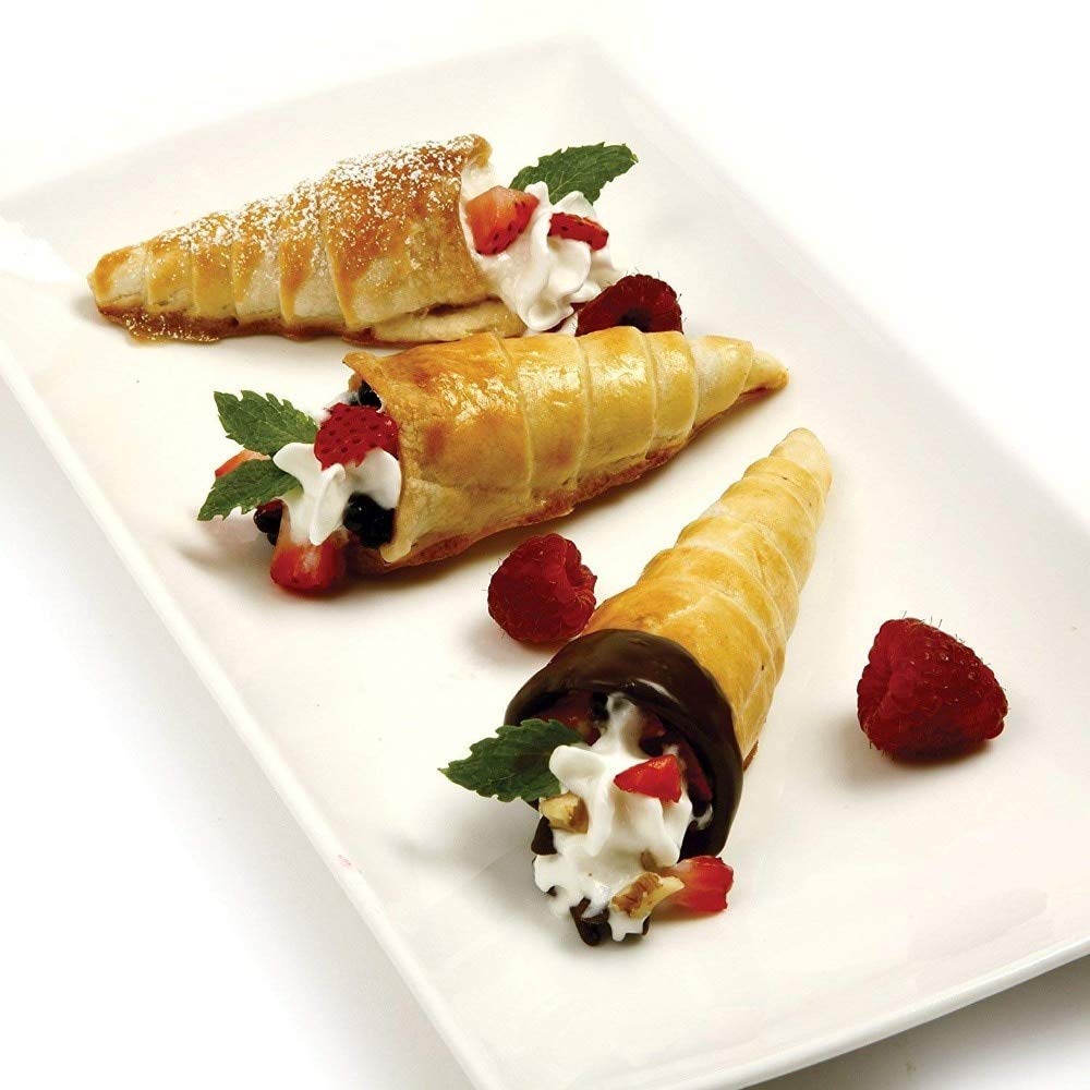 AMBESTAR Cream Horn Moulds - 10 Pack 5-inch Stainless Steel Non-stick Baking Forms for Croissants, Brioche, Desserts, and Ice Cream Cones