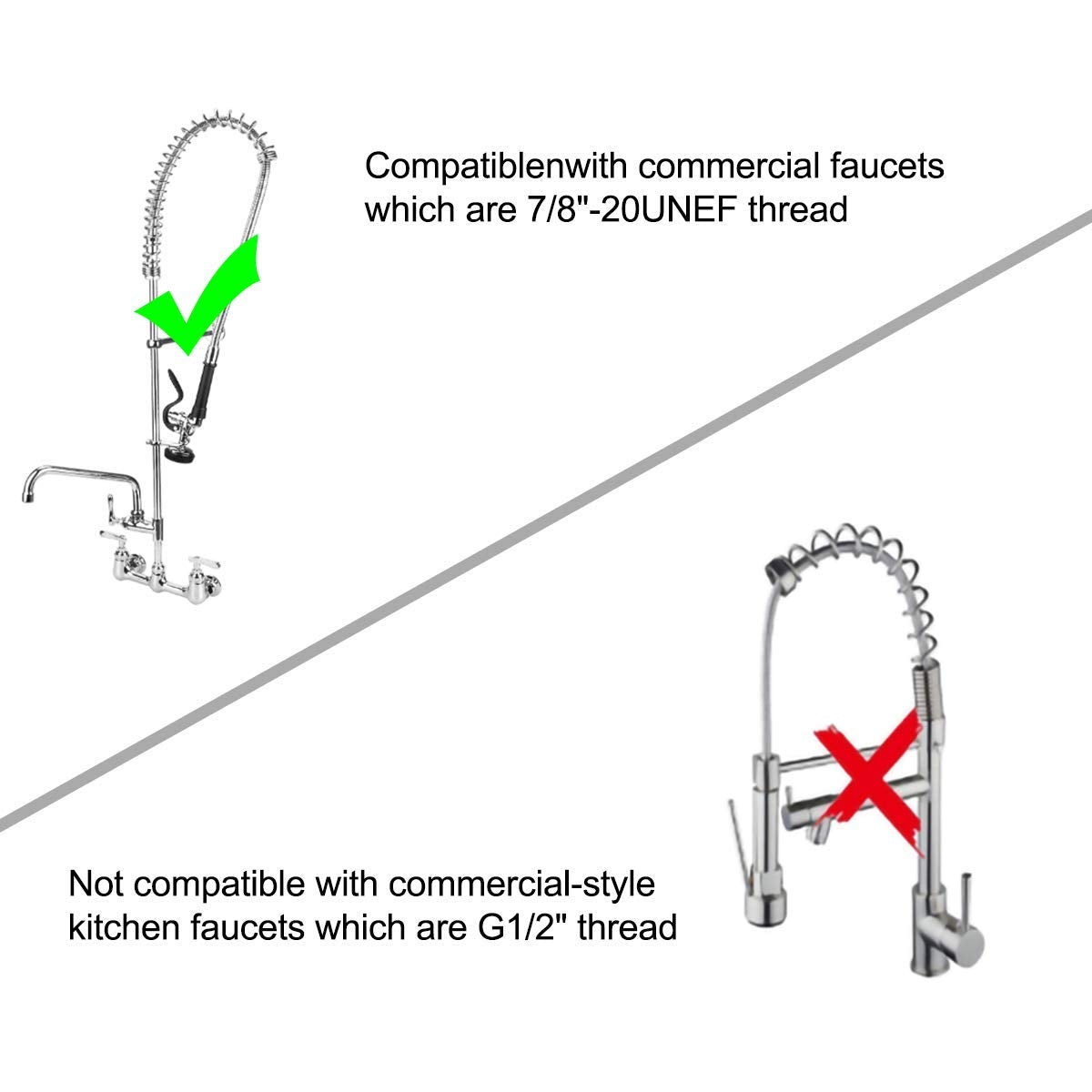 Kwode Pre-Rinse Spray Valve Head For All Commercial Kitchen Sink Faucet, High Pressure Dish Sprayer Nozzle With Hand Grip Assemb