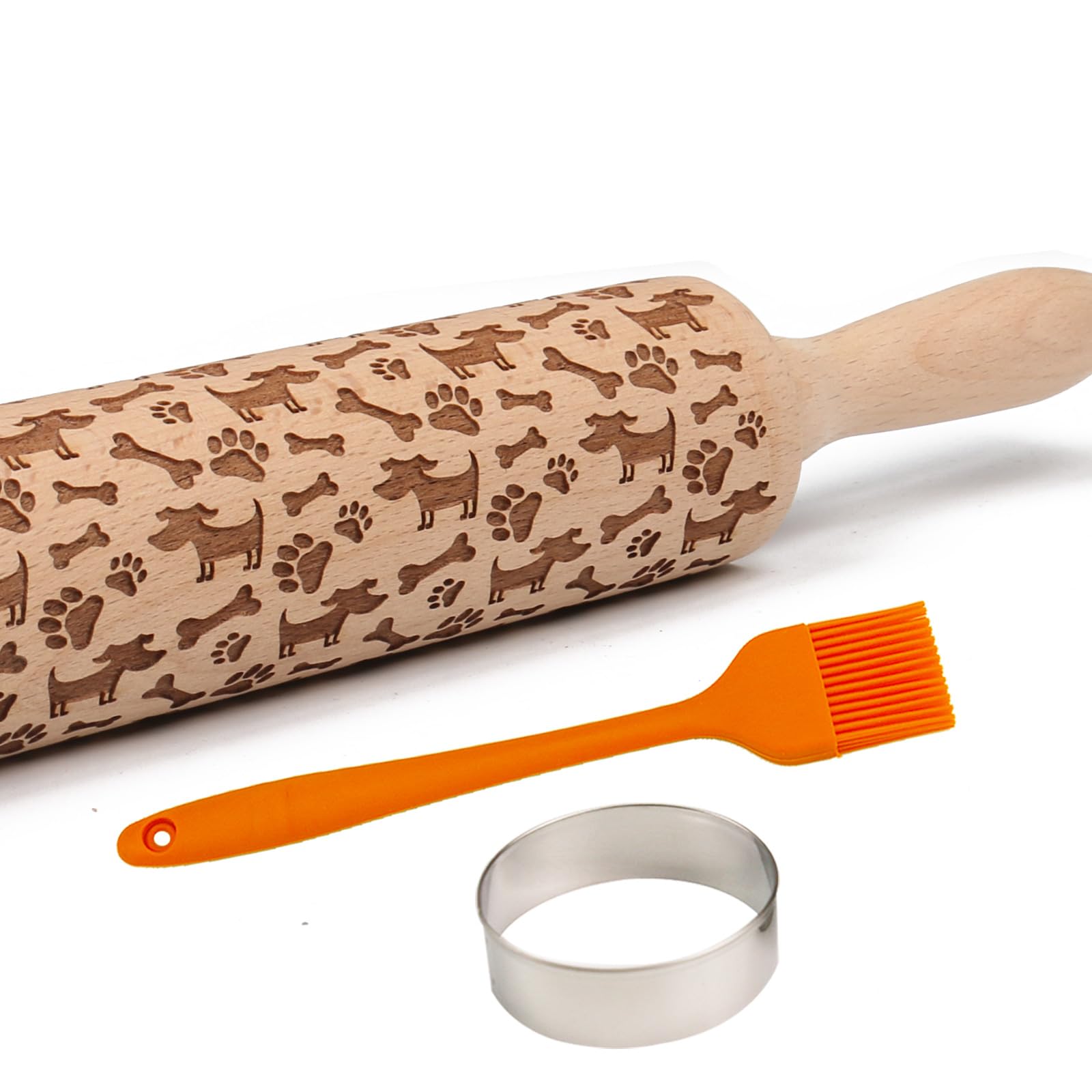 Embossed Rolling Pin For Baking Cookies Embossing Rolling Pins With Design Wooden Engraved Springerle Roller Pin Dough Animal Pa
