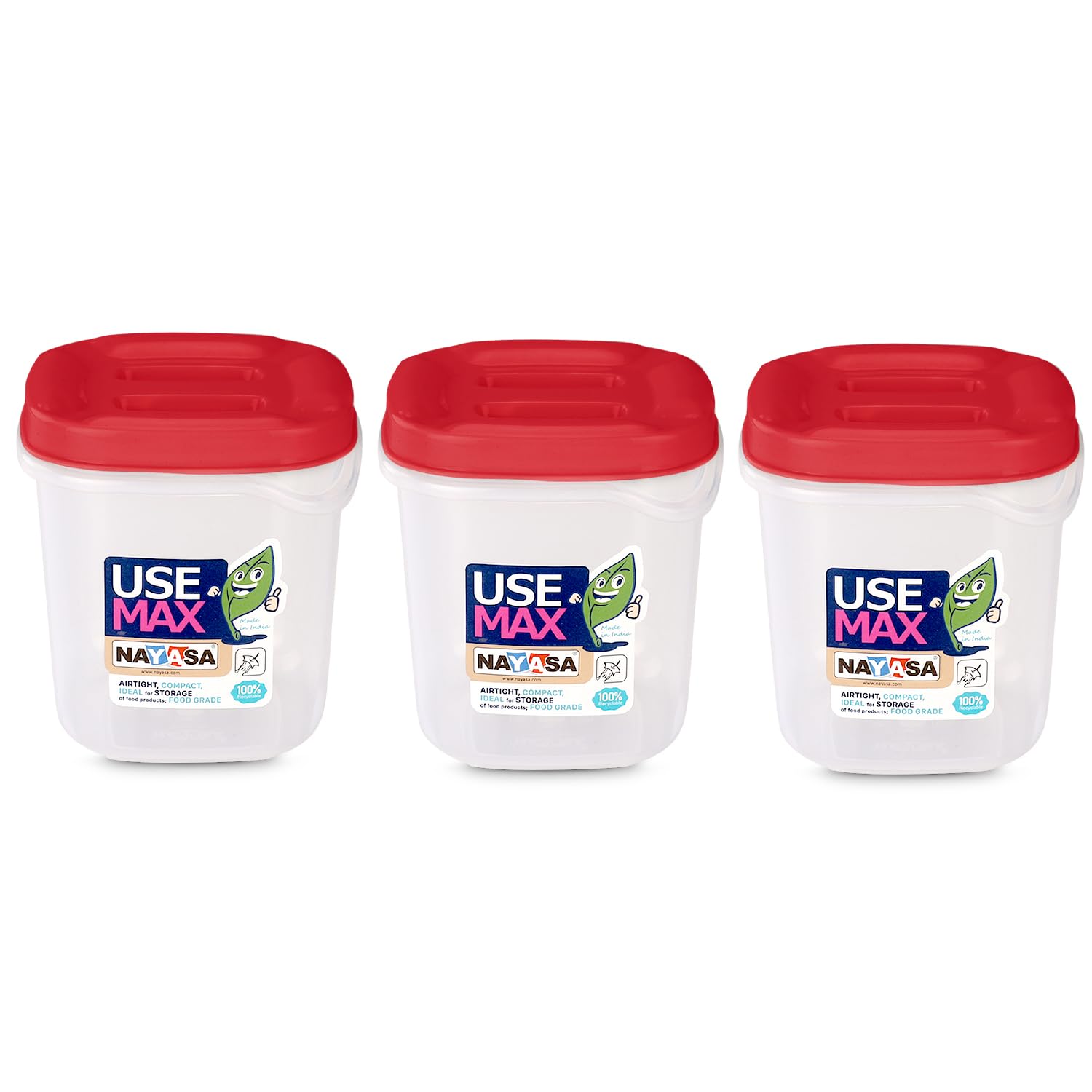 Nayasa Use Max Container 550 Ml 3 Pc Set, Organize And Elevate Your Kitchen With Stylish, SpaceSaving, And Versatile Storage So