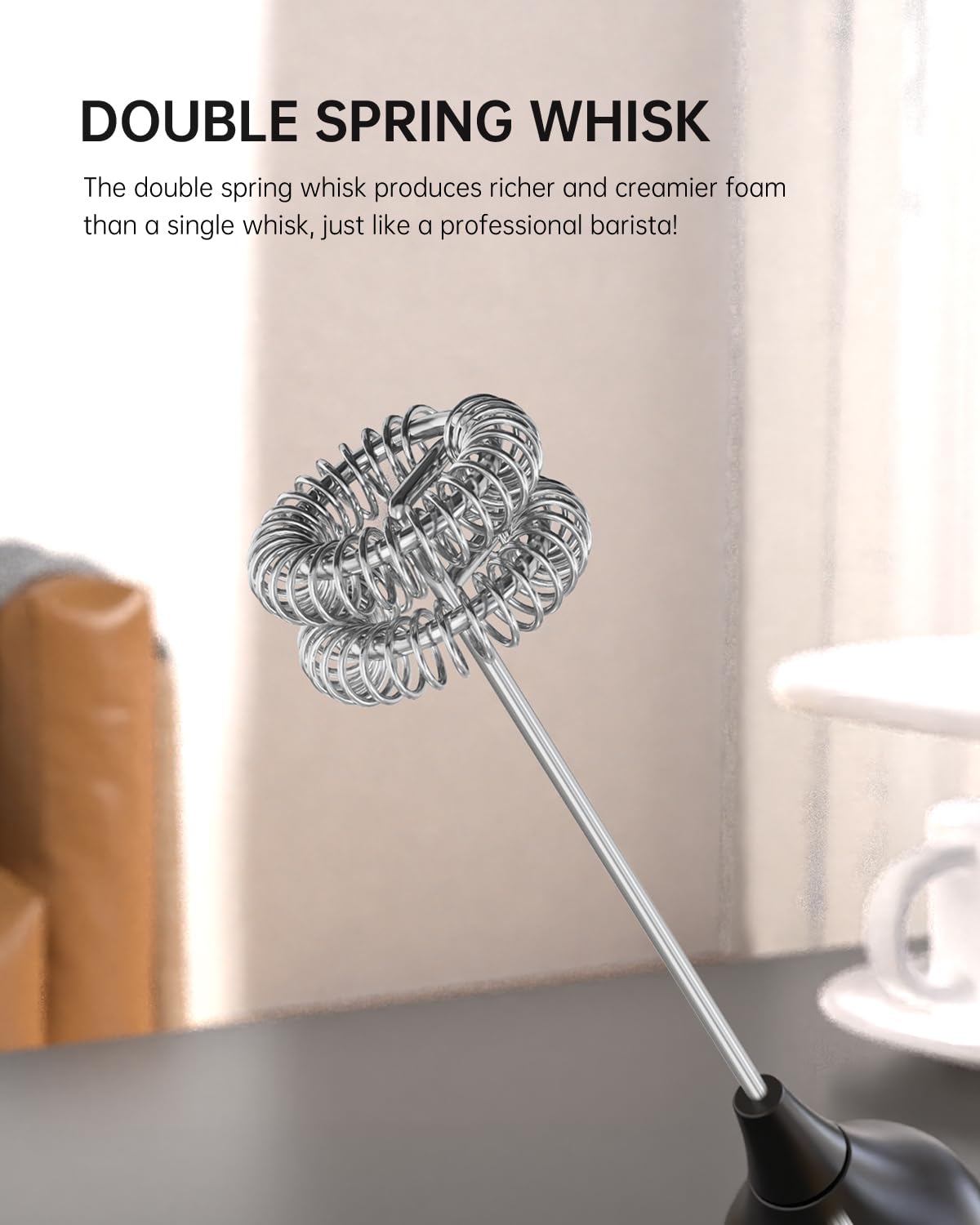 Circle Joy Powerful Milk Frother Handheld With 3-Speed, Coffee Frother Wand Rechargeable Mini Drink Mixer With 2 Stainless Steel