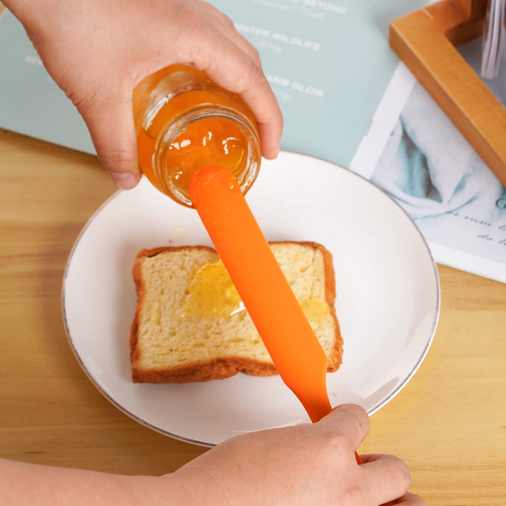 6Pcs Silicone Spatulas Heat Resistant Jar Spatulas Cake Cream Butter Spatulas With Long Handle Non-Stick Kitchen Baking Cooking