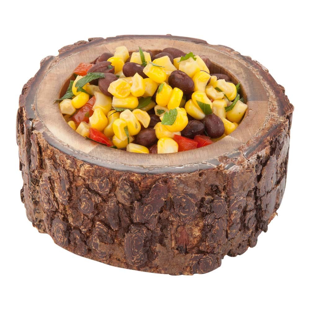 Restaurantware 10 Ounce Wood Serving Bowl 1 Small Rustic Wood Bowl - Varnished With Bark Edges Round Natural Acacia Wood Wood So