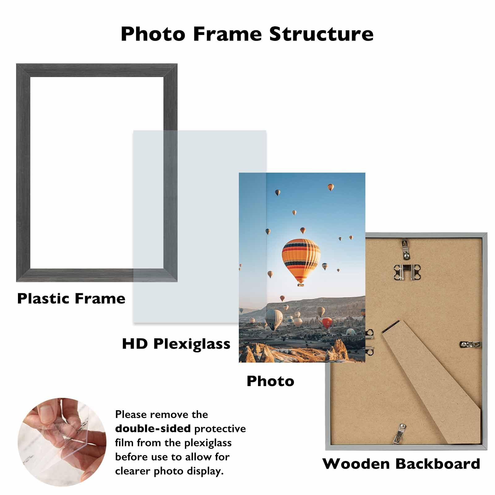 JCJMY 8x11 Picture Frame Silver Gray for Wall Hanging or Tabletop, Wall Mounting Horizontally or Vertically, 8 x 11 Wall Gallery