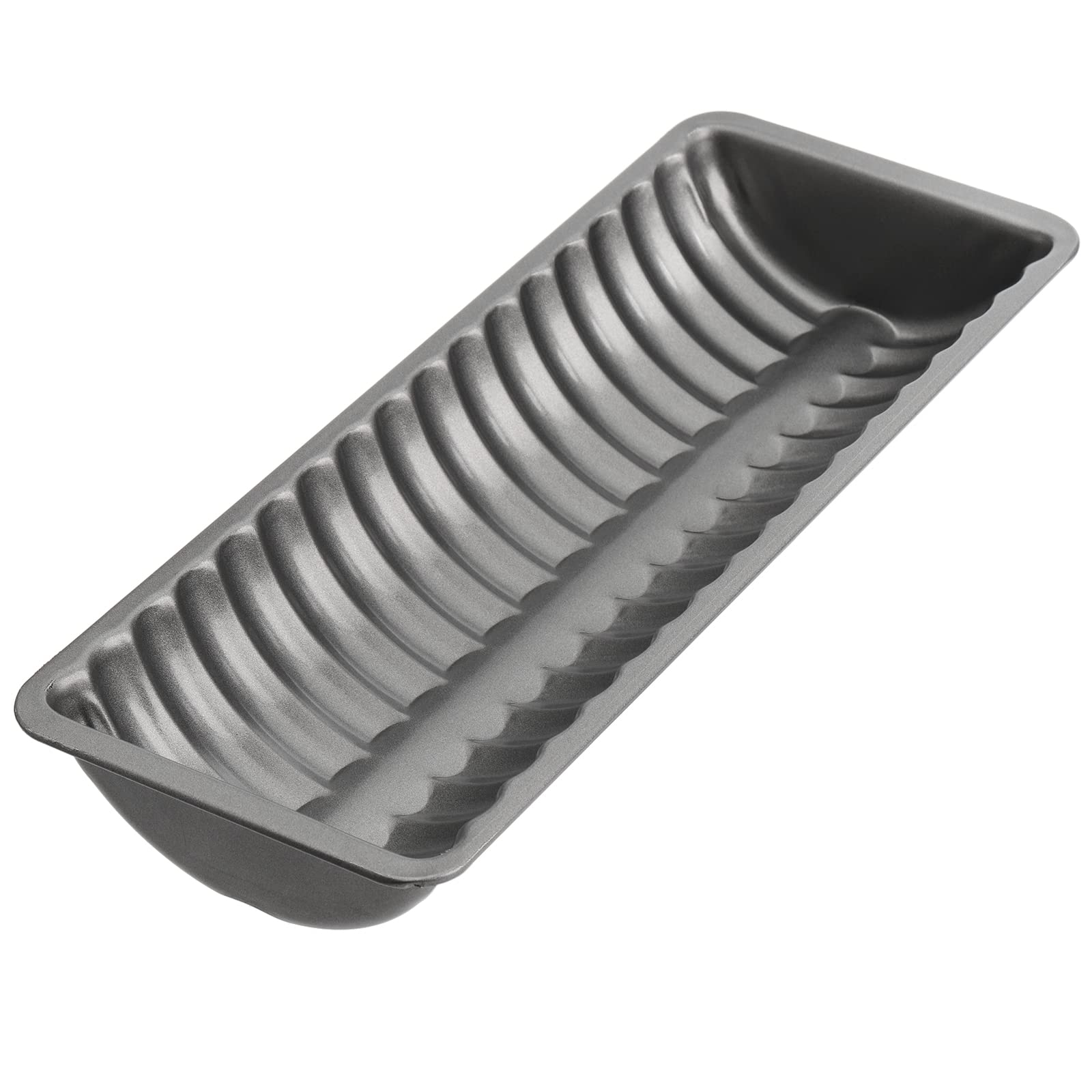 Peohud Almond Cake Pans - 4 Pack Non-Stick Carbon Steel, 12.3"x4.8"x1.8", Silver, Model P-AlmondCakePan-4p