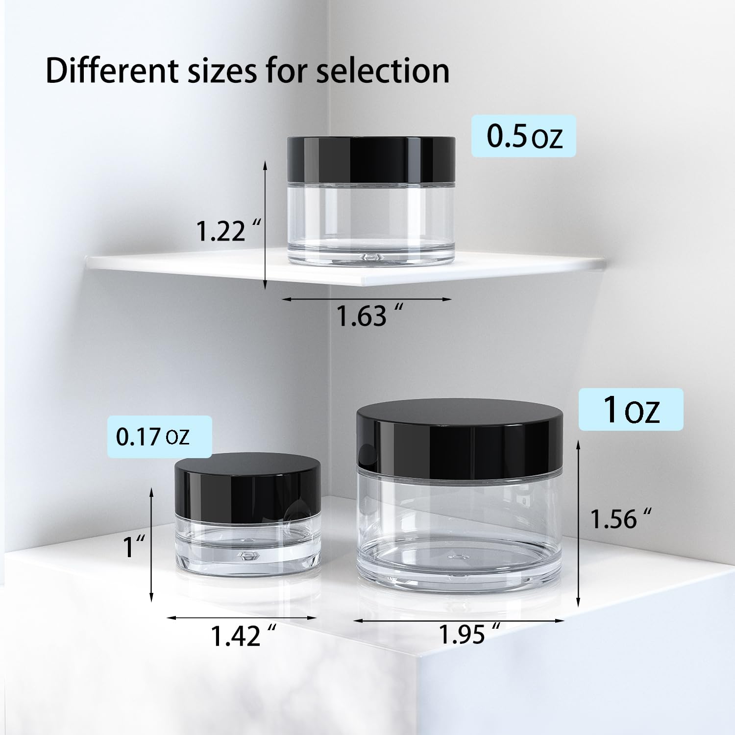 Veaide Travel Size Containers For Toiletries, 3 Size 0.17/0.5/1 Oz Small Cosmetic Jars For Makeup Face Creams Moisturizer Lotion
