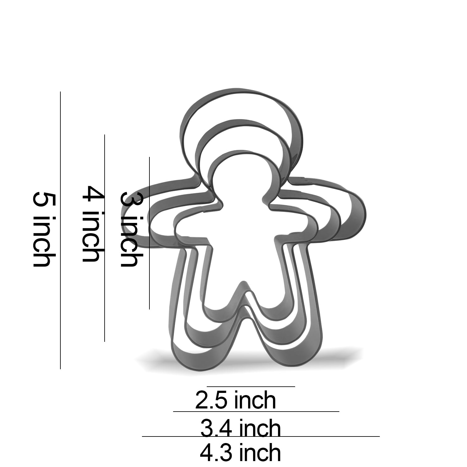 Keewah Gingerbread Man Cookie Cutter Set - 5   ,4   ,3    - 3 Piece - Stainless Steel