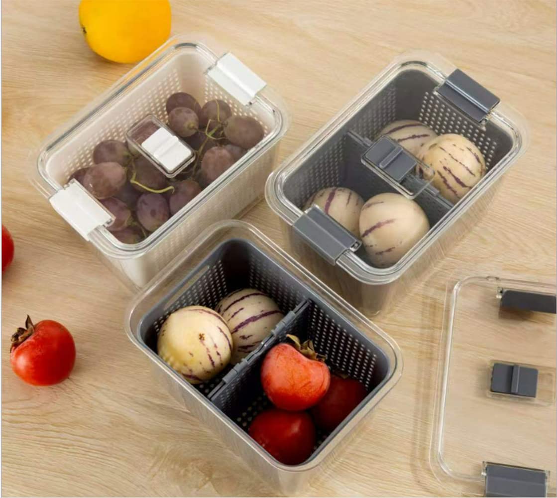 Mosquick Fridge Container With Divider, Plastic