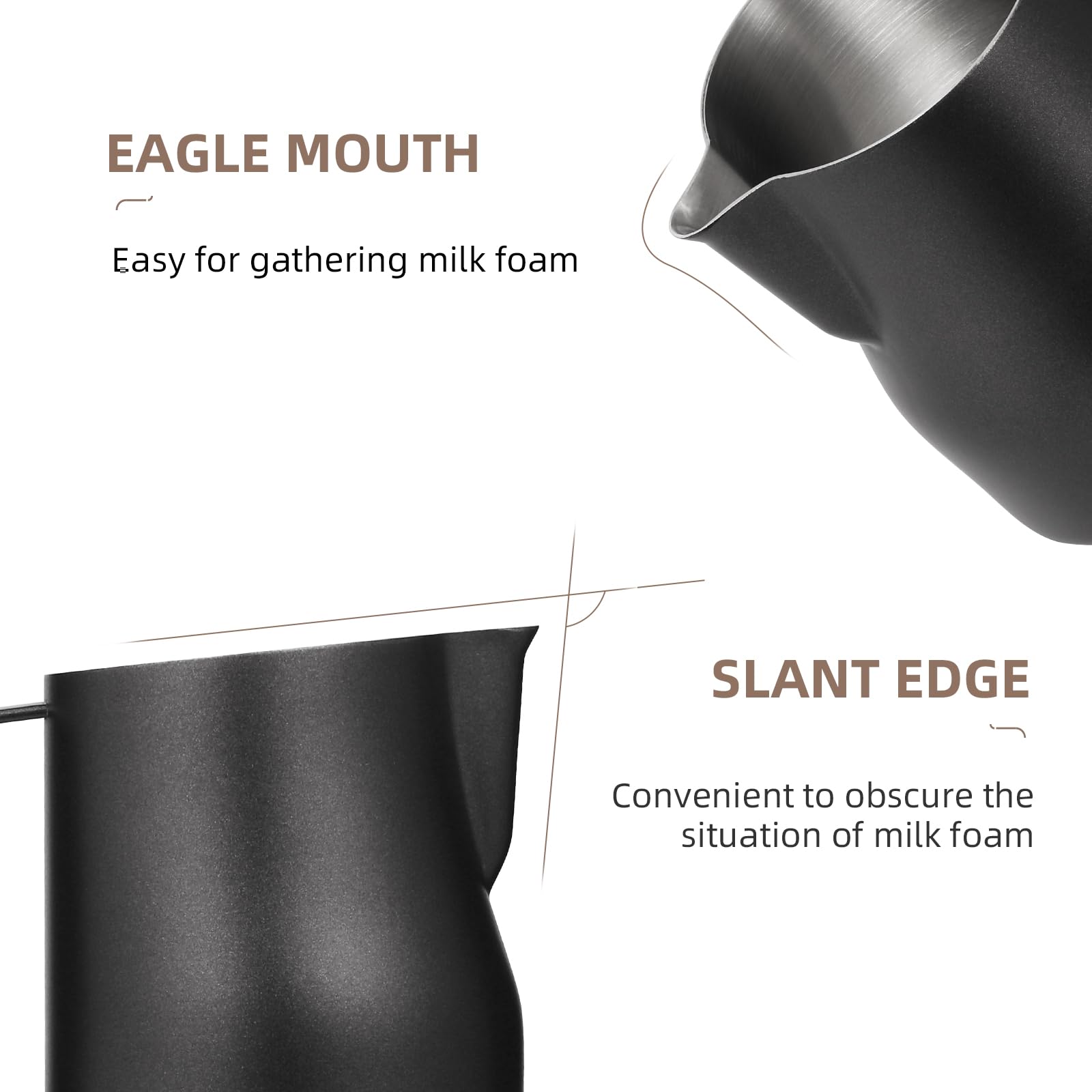 Mhw-3Bomber Milk Frothing Pitcher 12Oz Milk Frother Cup Espresso Steaming Pitcher Stainless Steel Milk Frother Cup Barista Latte