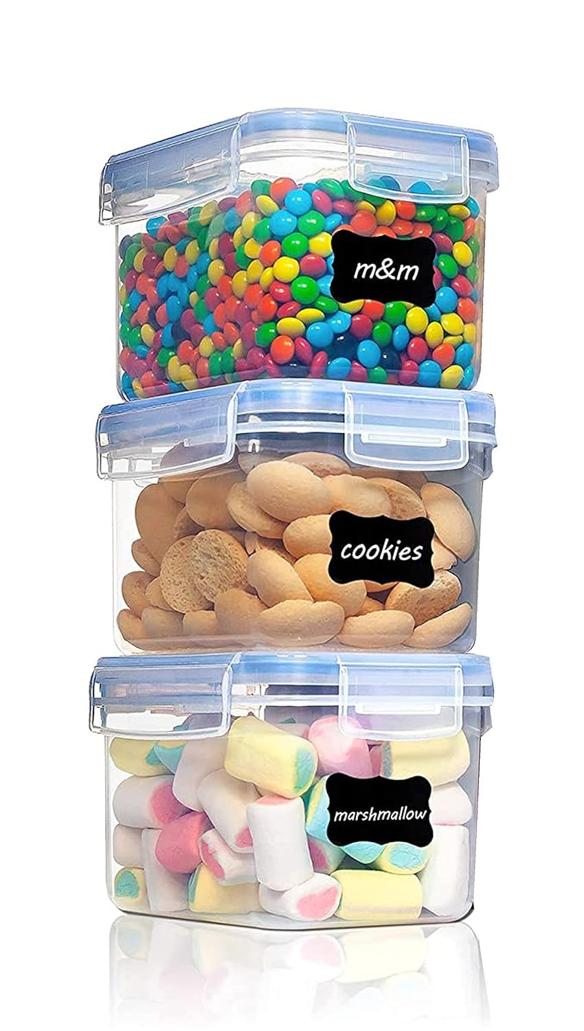 Kitchen Storage Container Set Of 3Pc Food Safe & Bpa Free Plastic Kitchen Containers And Jars 500Ml Cereal Dispensers Airtight F