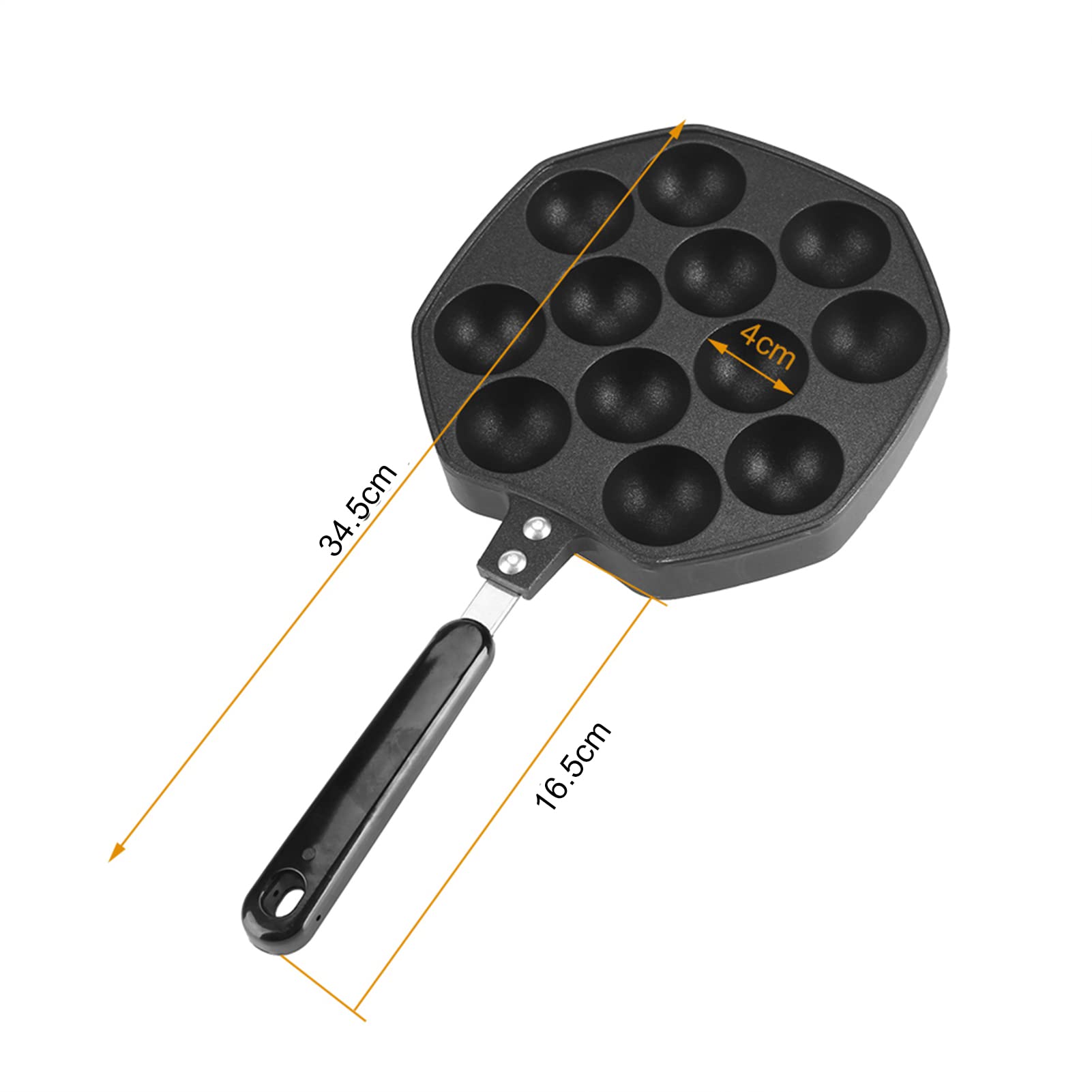 Poffertjes Pan, Poffertjes Maker, Takoyaki Maker, Aluminum Takoyaki Pan Black Takoyaki Grill Pan With 12 Holes, Holes Diameter 1