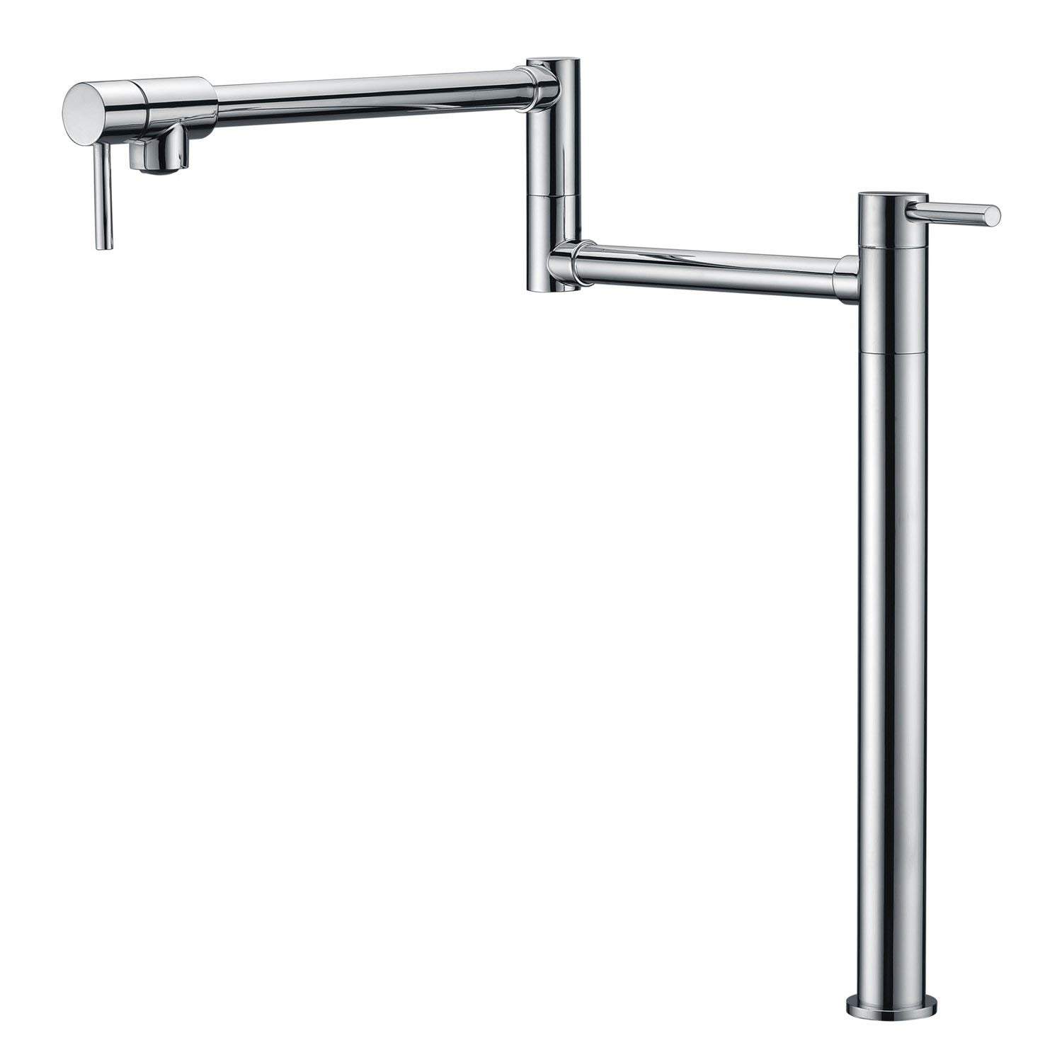 Deck Mount Pot Filler Faucet,Chrome Finish with Extension Shank and 20 Dual Swing Joints Spout
