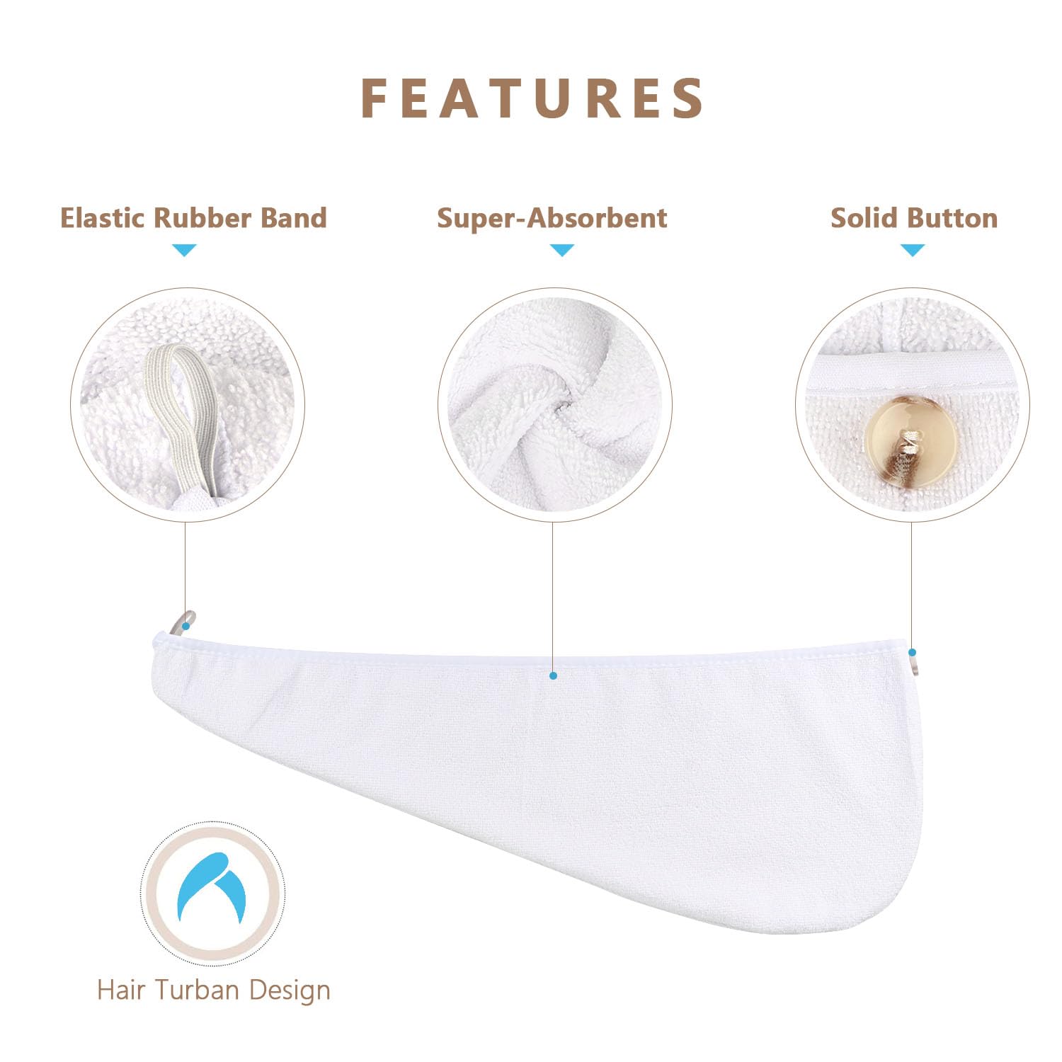 AIDEA Microfiber Hair Towel Wrap, 2 Pack Hair Turbans, Super Absorbent Quick Dry Hair Towel Wrap for All Hair Types Anti Frizz,