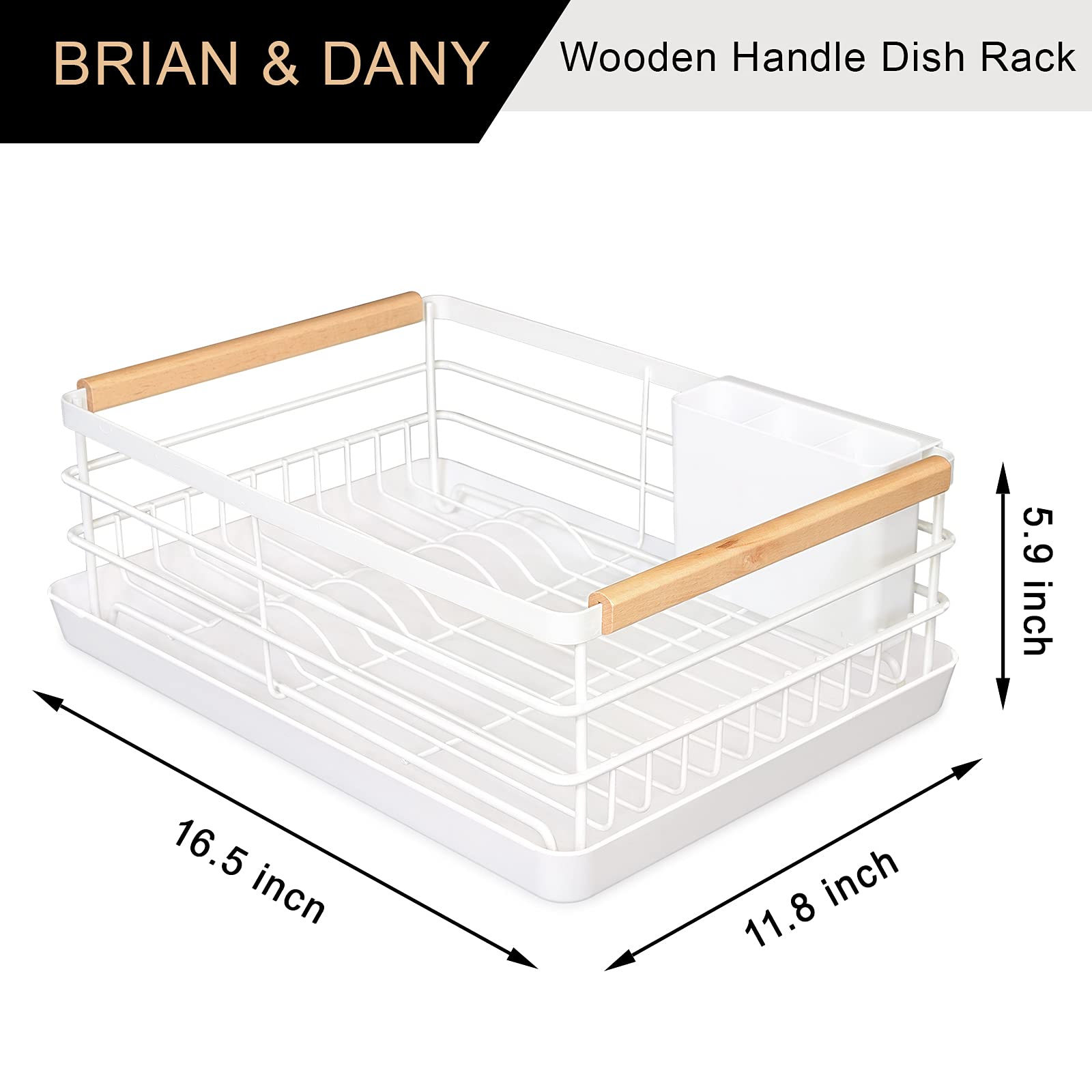 Brian & Dany Dish Drying Rack, Dish Racks For Kitchen Counter, Stainless Steel Dish Drainer With Removable Cutlery Holder & Drai