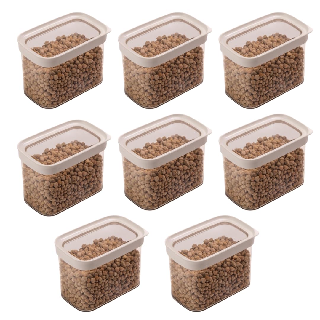 Stacpro Acrylic Airtight Kitchen Containers 1100Ml White, Pack Of 8 | Bpa Free, Multipurpose Stackable Jar, Modular Pantry Organ
