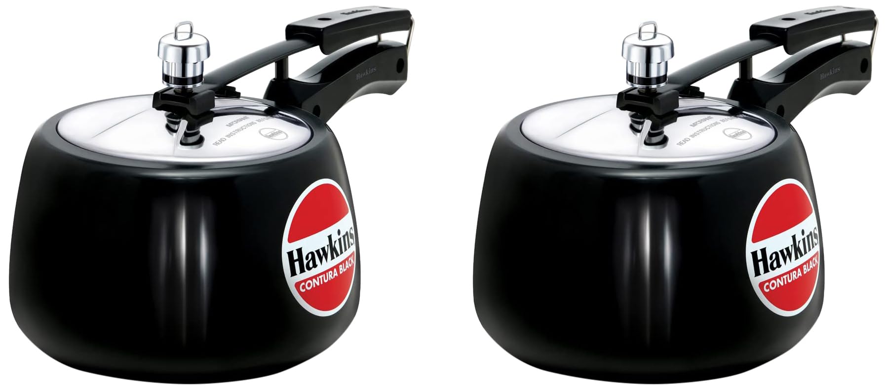 Hawkins 3 Litre Contura Black Pressure Cooker, Hard Anodised Inner Lid Cooker, Handi Cooker, Black (Cb30) (Pack Of 2)