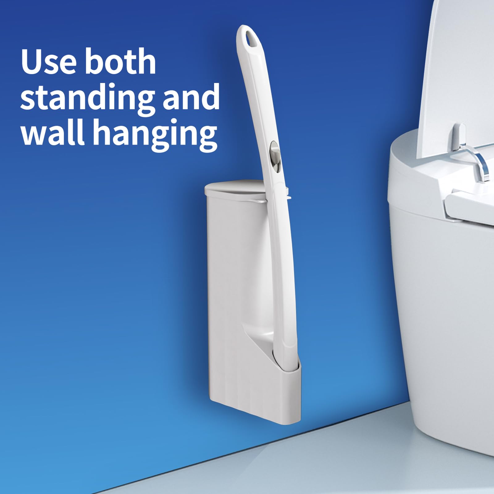 Disposable Toilet Brush Cleaning System, Toilet Cleaning Brush, 50 Replacement Brush Heads, Toilet Cleaning Stick, Wall Mounted