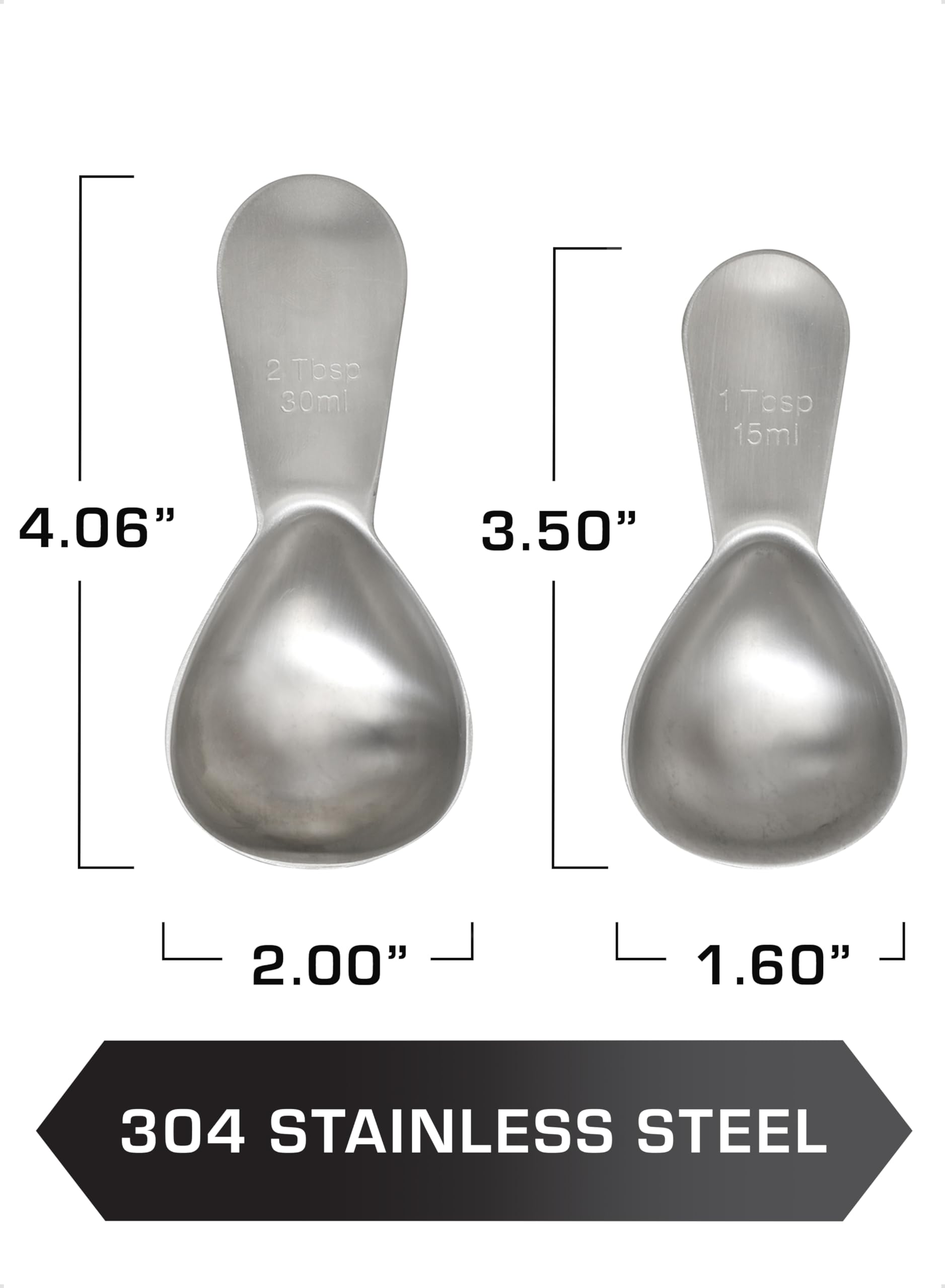 Coletti Coffee Scoop Pack Of 2 - Tablespoon Scoop - Stainless Steel Short Handle For Measuring Ground Coffee, Sugar And Baking (
