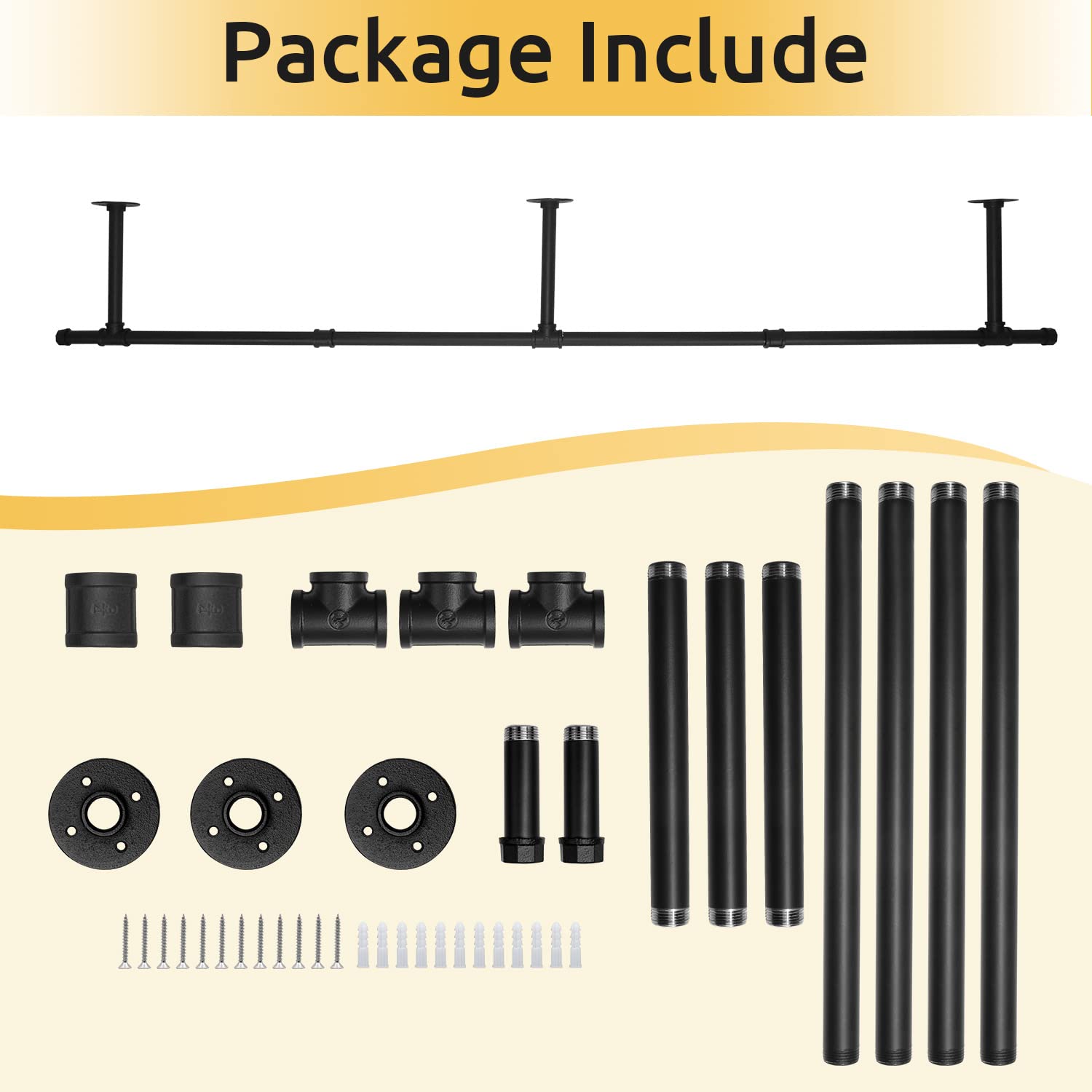 Oroonoko 72Inch Industrial Pipe Clothes Garment Rack Ceiling Mount For Hanging Rod Bar For Laundry Room Up To Max Load 135Lb