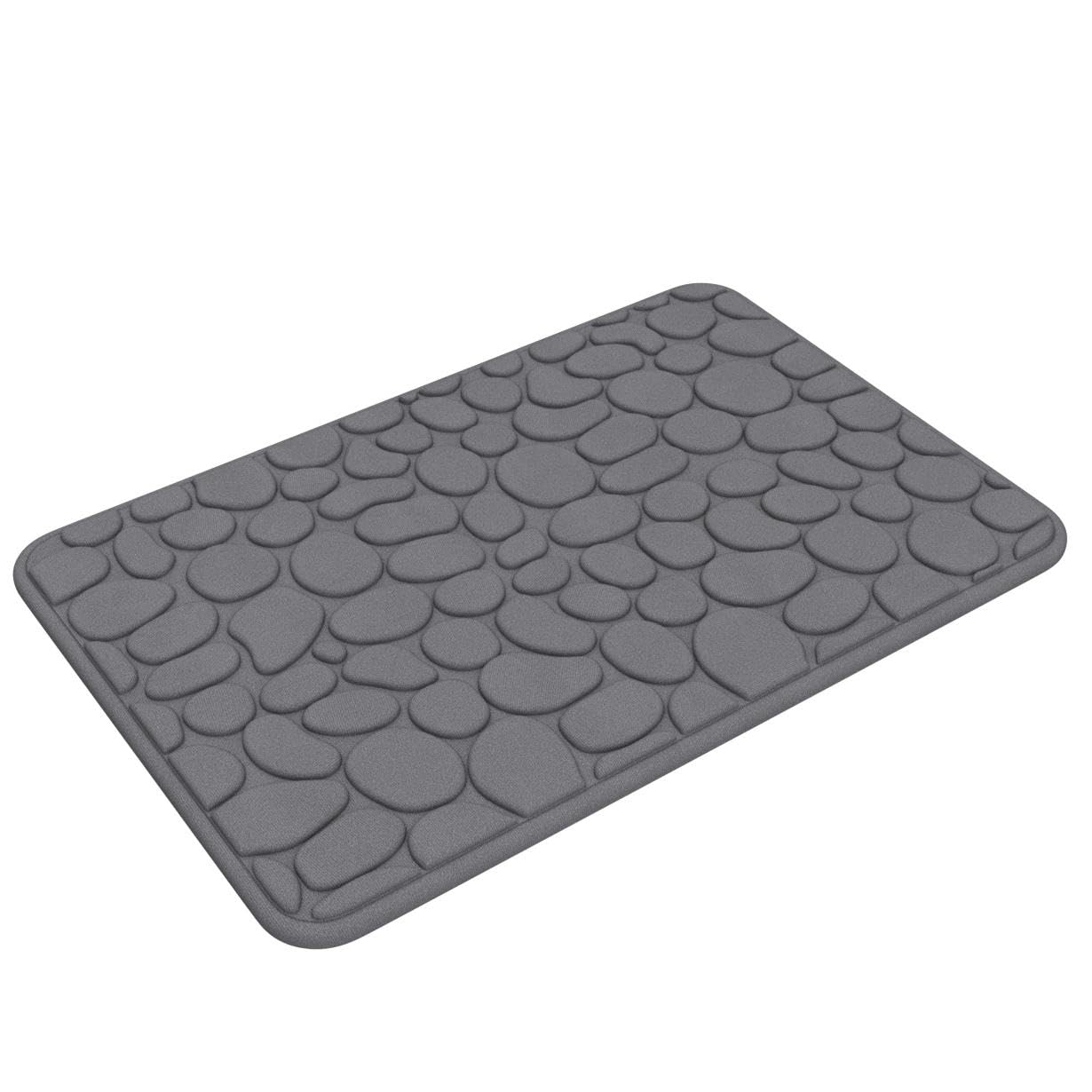 Yihouse Memory Foam Cobblestone Rugs Super Water Absorbent Bath Mats For Bathroom Machine Washable Bath Rugs(20X32,Dark Gray)