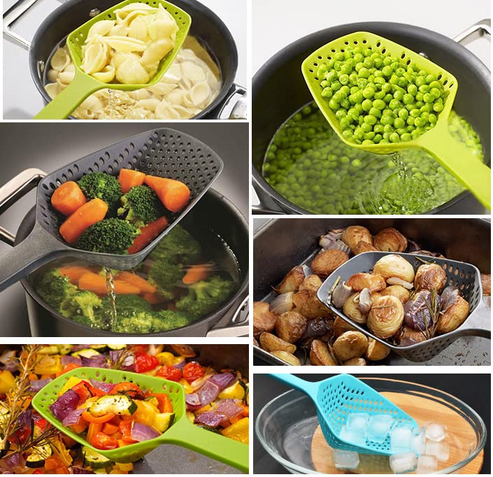 Kitchen Nylon Strainer Scoop Colander, Skimmer Spoon With Long Handle, Drain Shovel Strainers, Water Leaking Shovels Ice Shovel