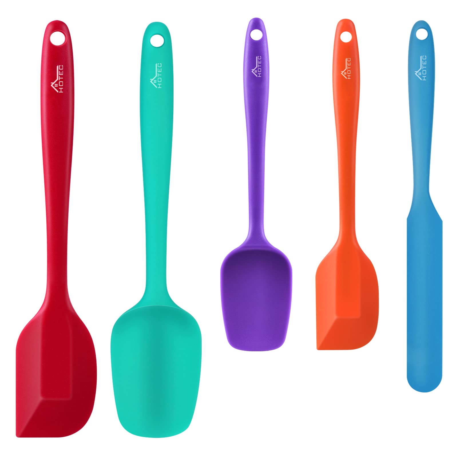 Hotec Food Grade Silicone Rubber Spatula Set For Baking, Cooking, And Mixing High Heat Resistant Non Stick Dishwasher Safe Bpa-F