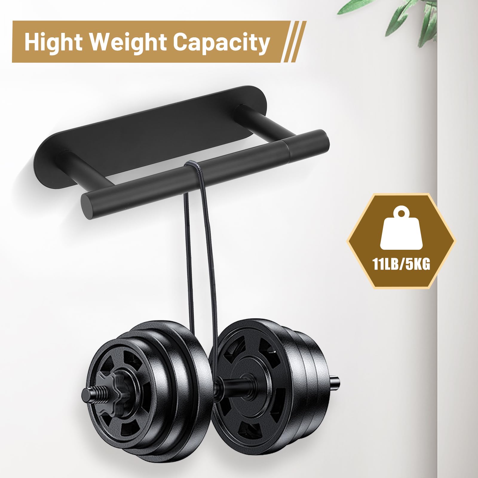 Self Adhesive Matte Black Toilet Paper Holder, Sus304 Stainless Steel Toilet Roll Holder, Double Base Paper Towel Holder Wall Mo