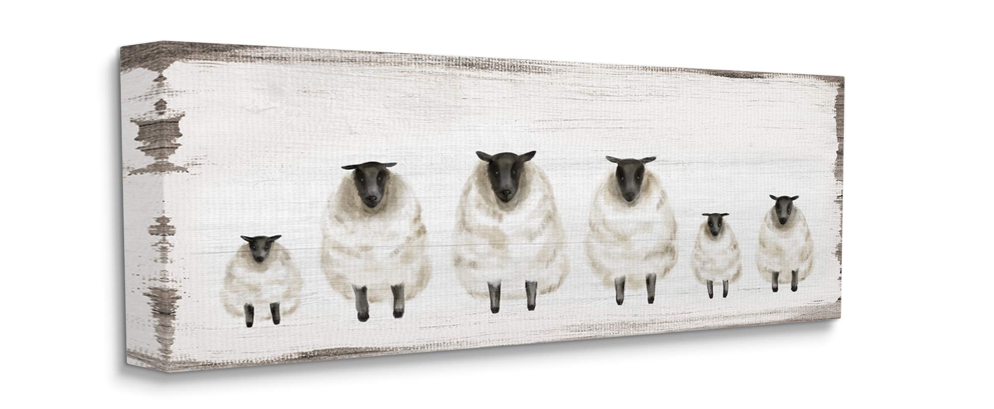 Stupell Industries Fluffy Farm Sheep Herd Rustic Country Animals, Design By Daphne Polselli Canvas Wall Art, 10 X 24, Grey