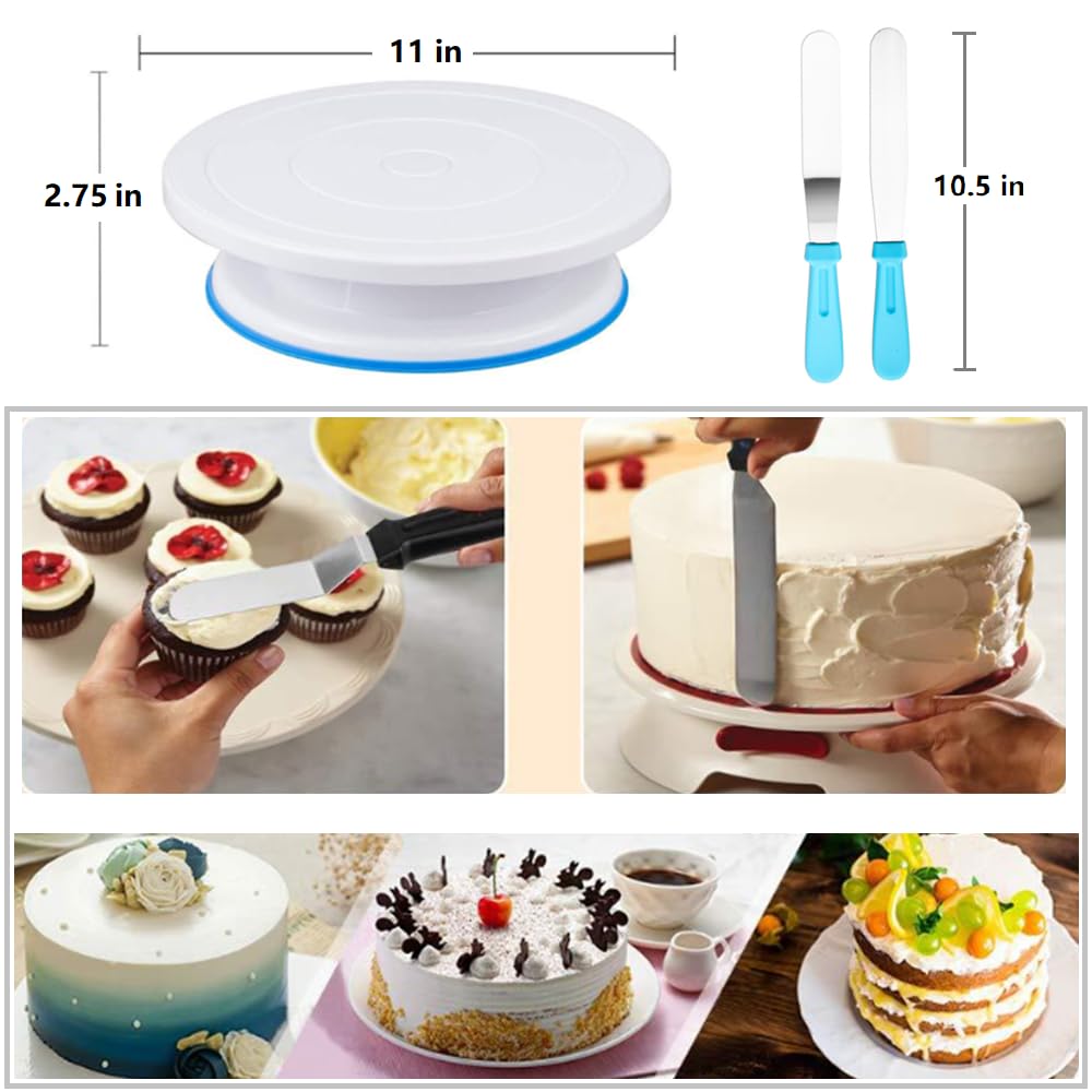 Anslyqa 93 Pcs Cake Decorating Kit With Cake Turntable,Cake Leveler,24 Numbered Icing Tips,2 Spatulas,2 Coupler,3 Comb Scrapers,