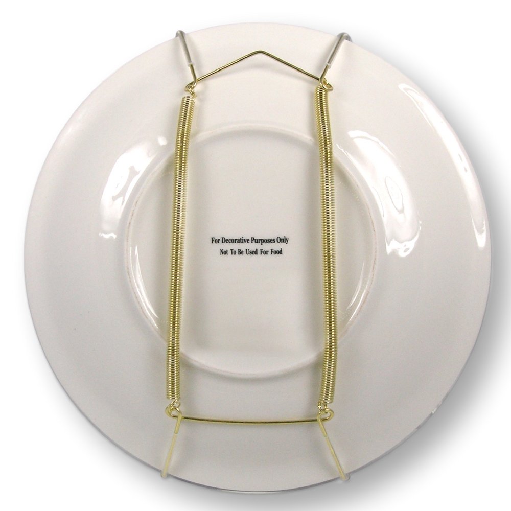 Banberry Designs Brass Vinyl Coated Plate Hanger 5 To 7 Inch Plates - Set Of 4 - Includes Hook And Nail For Hanging